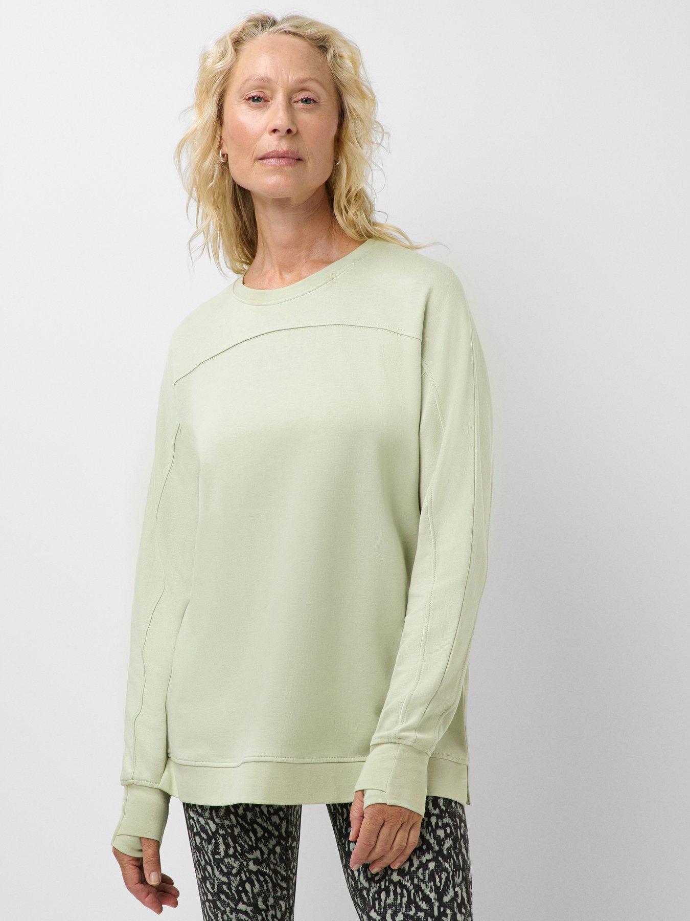 Image 1 of 5 of Sweaty Betty Womens Training After Class Seam Detail Longline Sweatshirt - Green