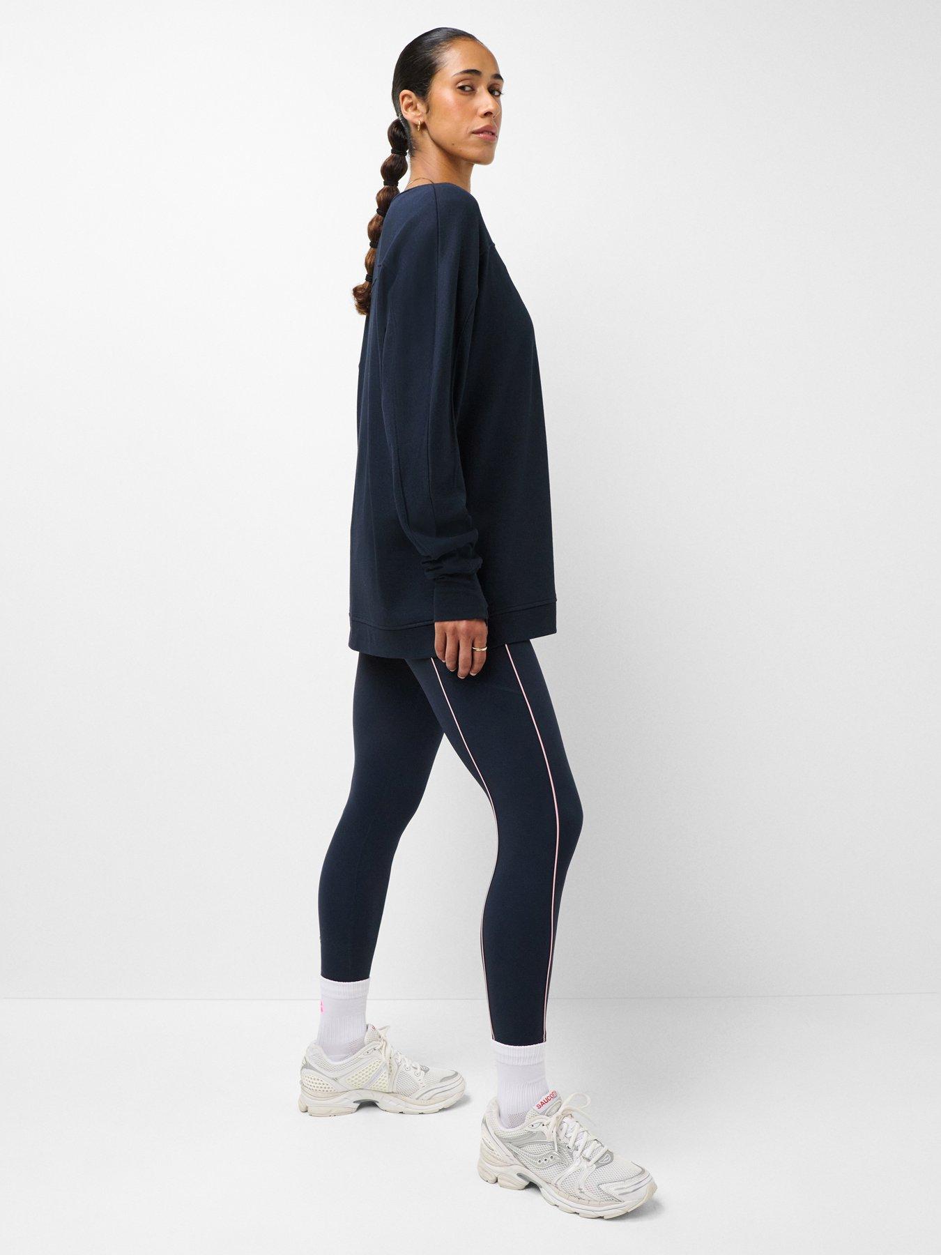 Image 3 of 5 of Sweaty Betty After Class Seam Detail Longline Sweatshirt - Navy