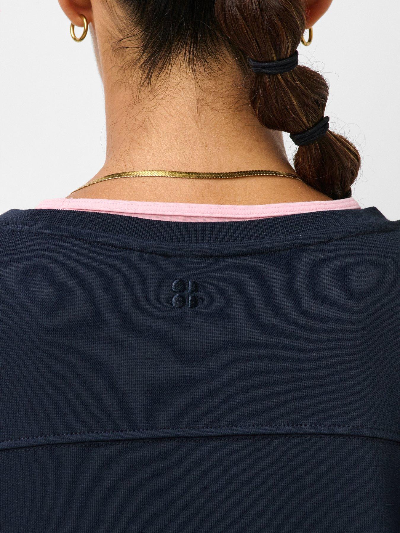 Image 4 of 5 of Sweaty Betty After Class Seam Detail Longline Sweatshirt - Navy