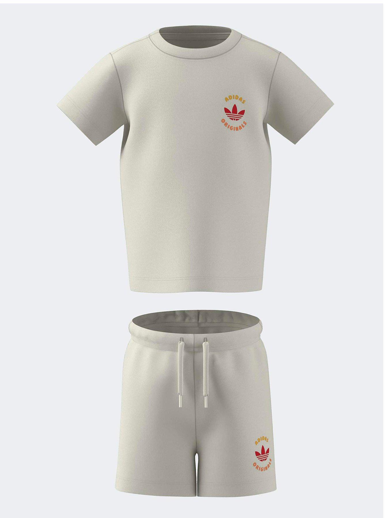 Image 1 of 2 of adidas Originals Infant Snackers Club Graphic T-Shirt &amp; Short Set - White