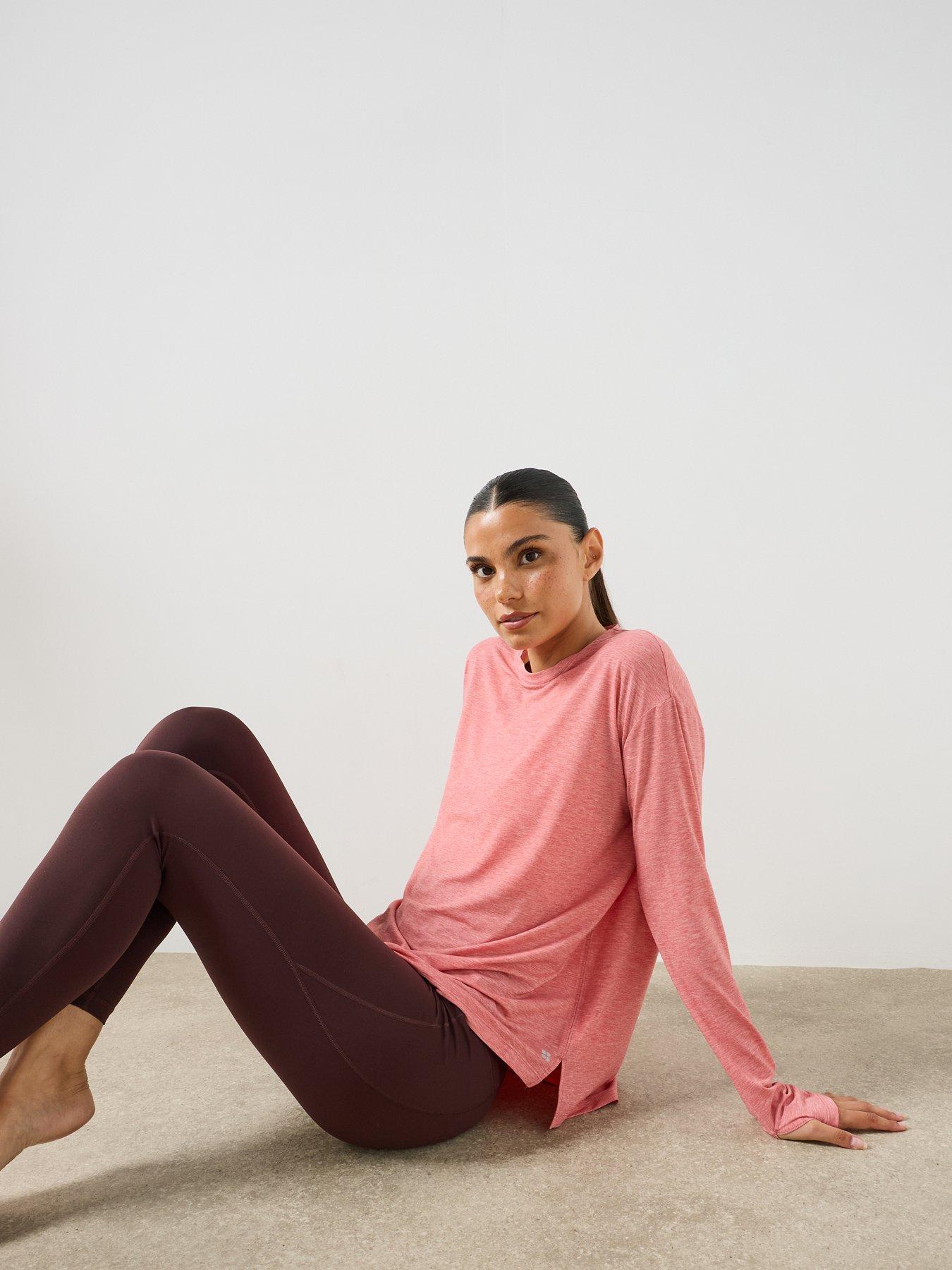 Sweaty Betty Womens Training Soft Flow Studio Longline Long Sleeve Top - Terrazzo Red