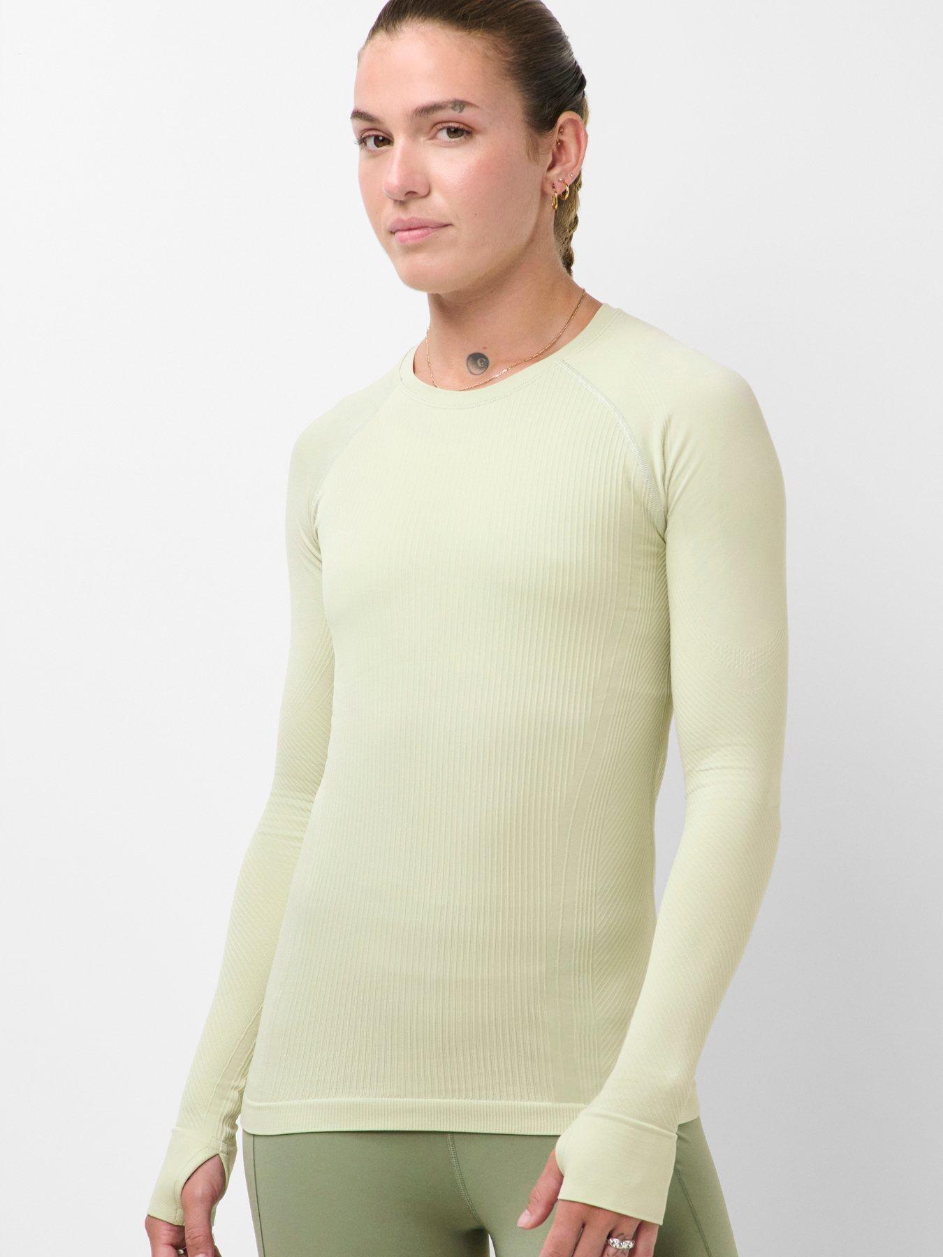 Sweaty Betty Womens Training Textured Seamless Linear Lines Long Sleeve Top - Green