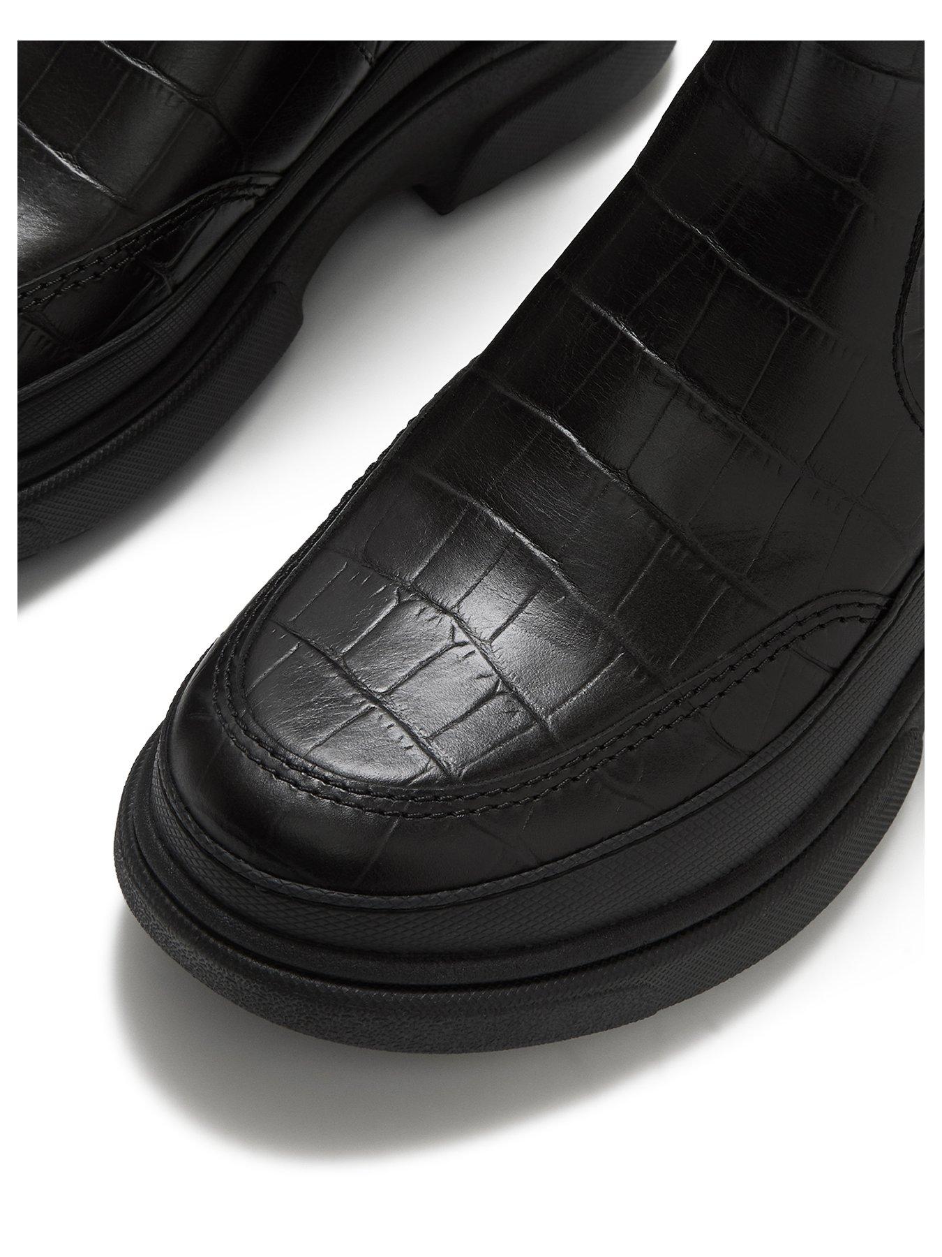 Image 3 of 4 of FitFlop Womens Wylder Croc Effect High Chelsea Boots - Black