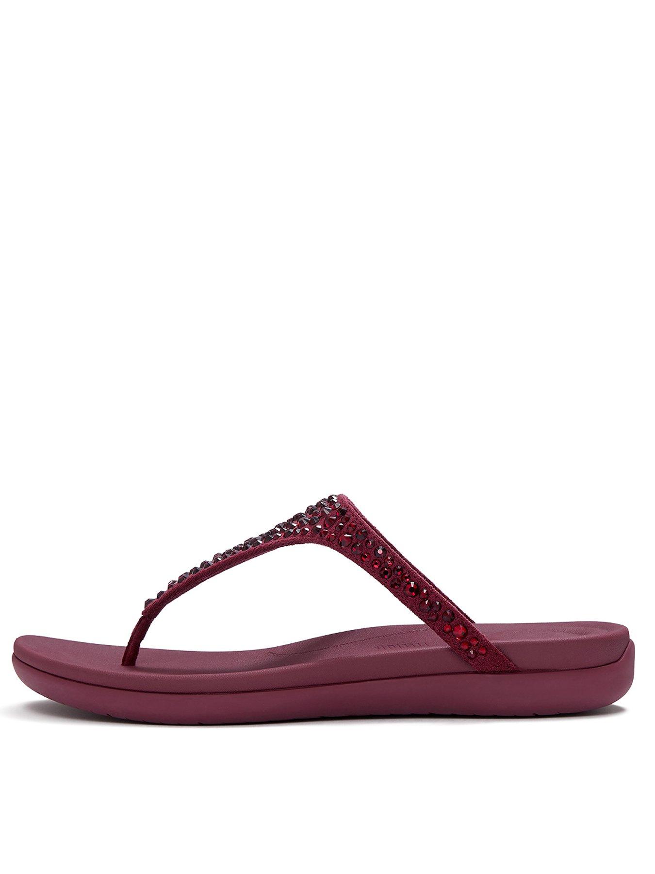 Image 1 of 6 of FitFlop SOLAY MIXED-CRYSTAL TOE-POST SANDALS