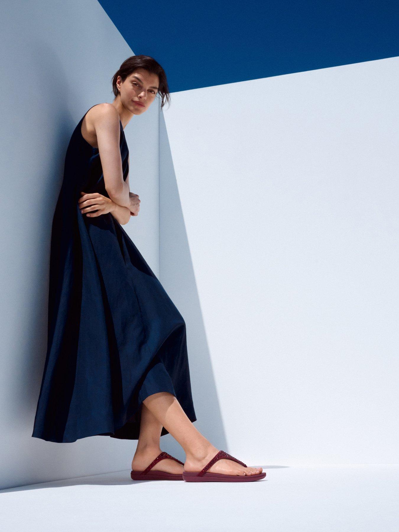 Image 6 of 6 of FitFlop SOLAY MIXED-CRYSTAL TOE-POST SANDALS