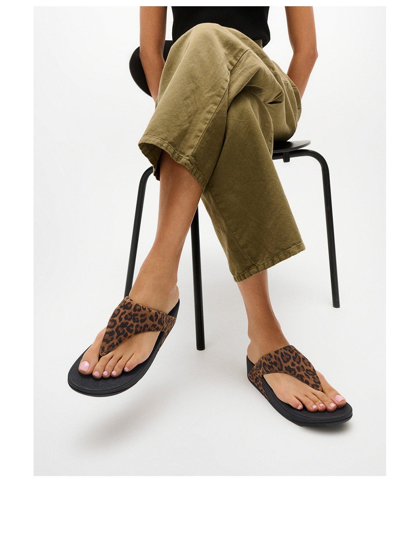 Image 2 of 7 of FitFlop Womens Lulu Leopard Toe-Post Sandals - Multi