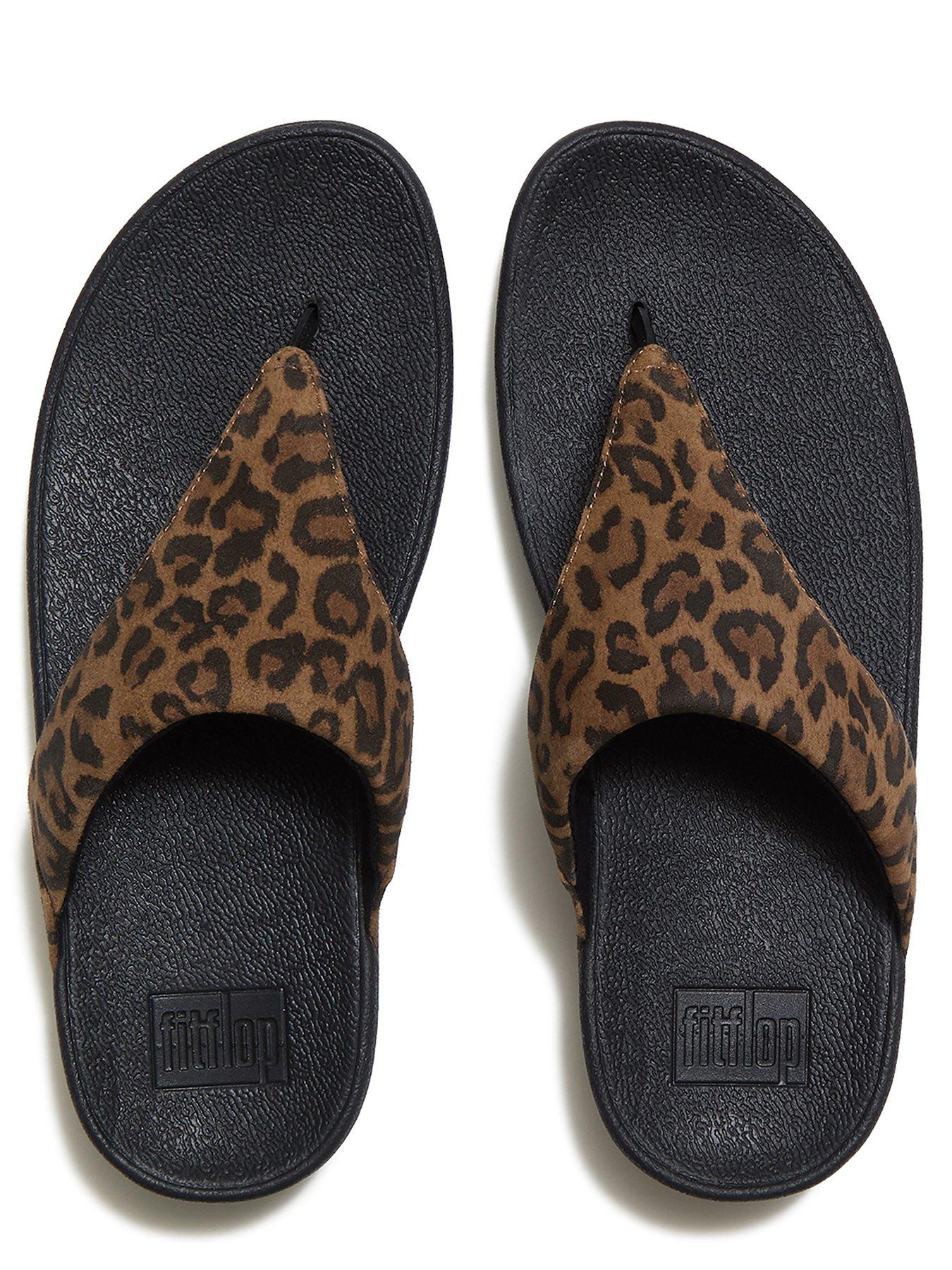 Image 5 of 7 of FitFlop Womens Lulu Leopard Toe-Post Sandals - Multi