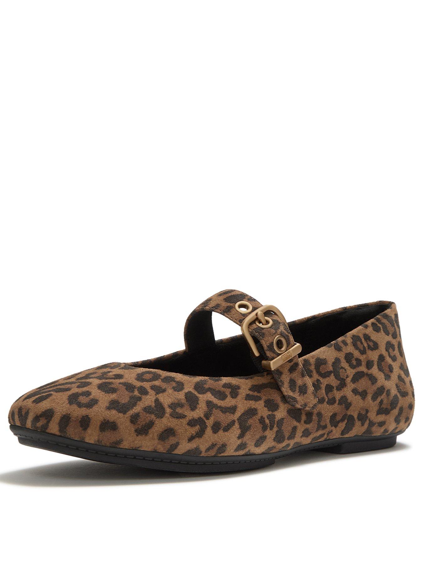 Image 3 of 6 of FitFlop Womens Delicato Leopard-Print Suede Mary Janes - Multi