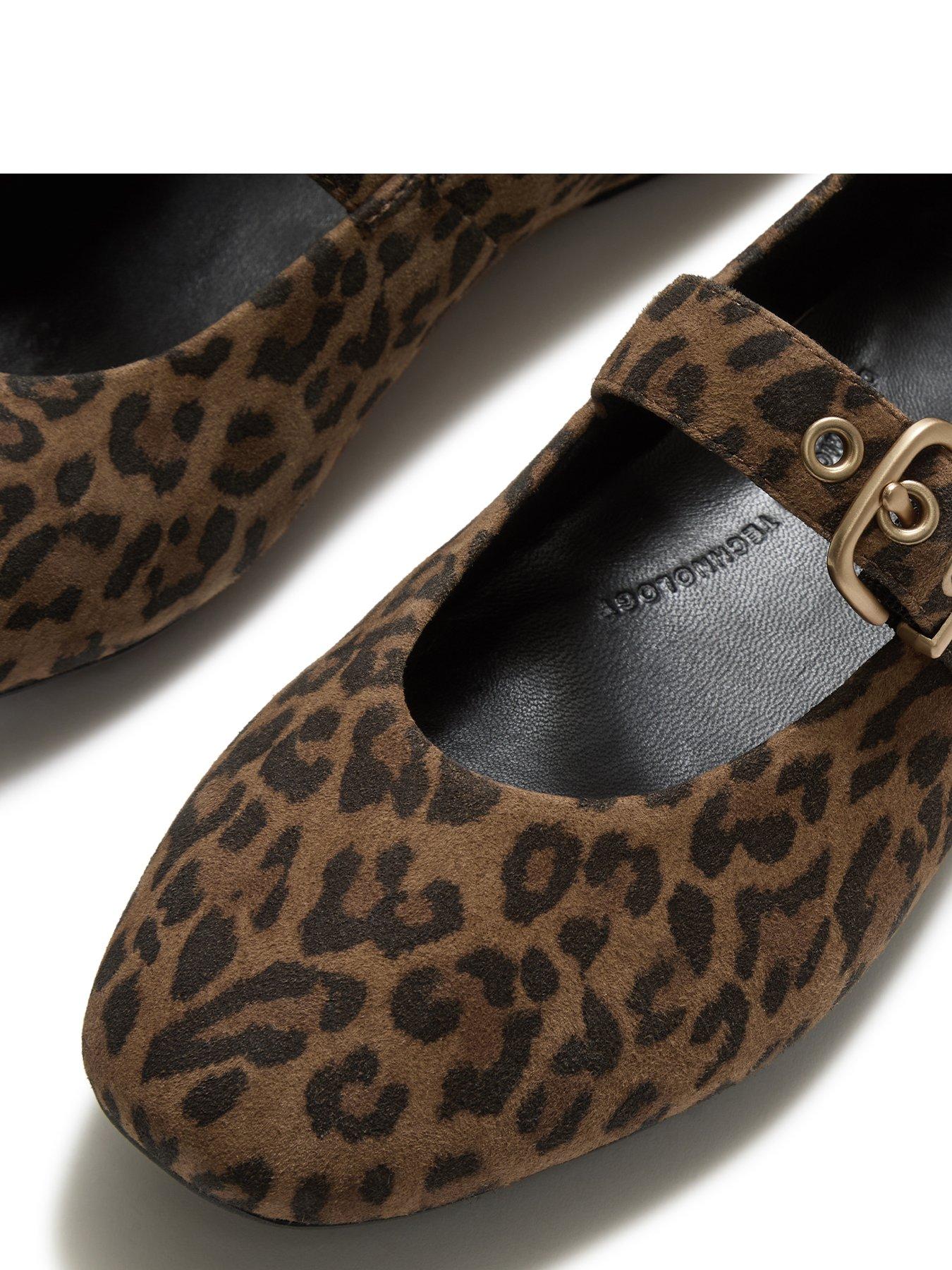 Image 4 of 6 of FitFlop Womens Delicato Leopard-Print Suede Mary Janes - Multi