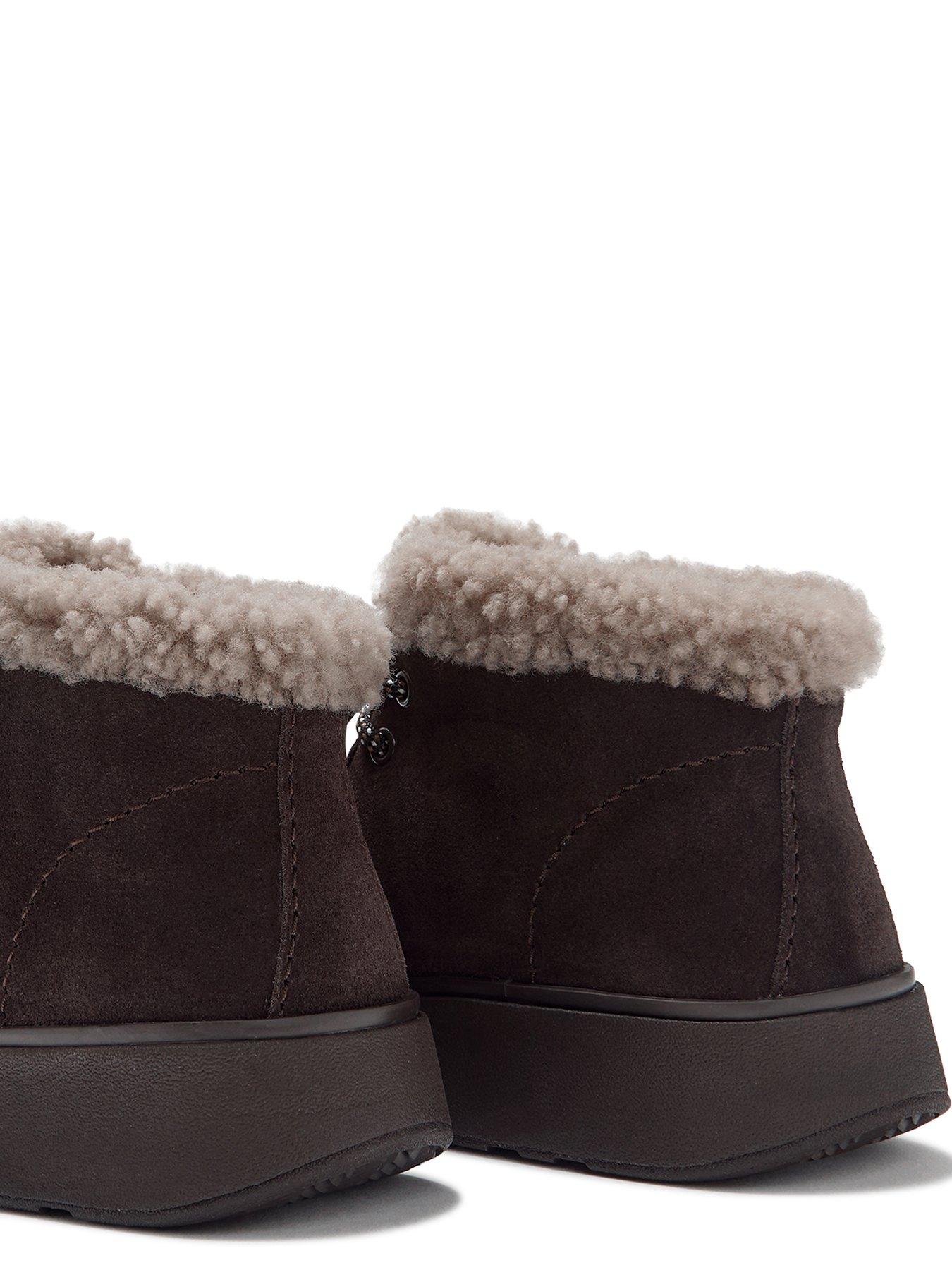 Image 5 of 5 of FitFlop FitFlop Womens GEN-FF Suede Shearling Boots - Brown