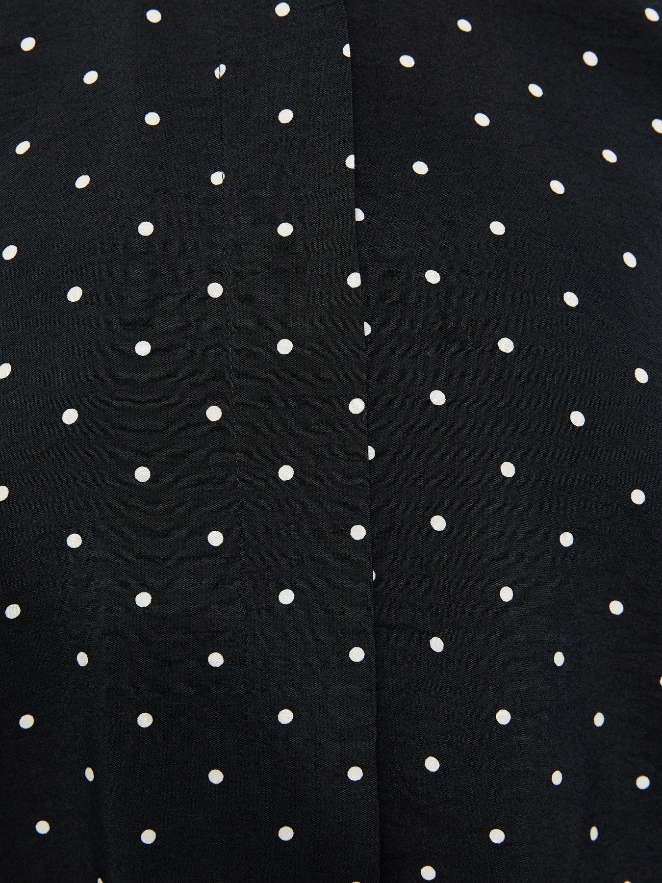 Image 5 of 5 of New Look Spot Print High Funnel Neck Shirt - Black