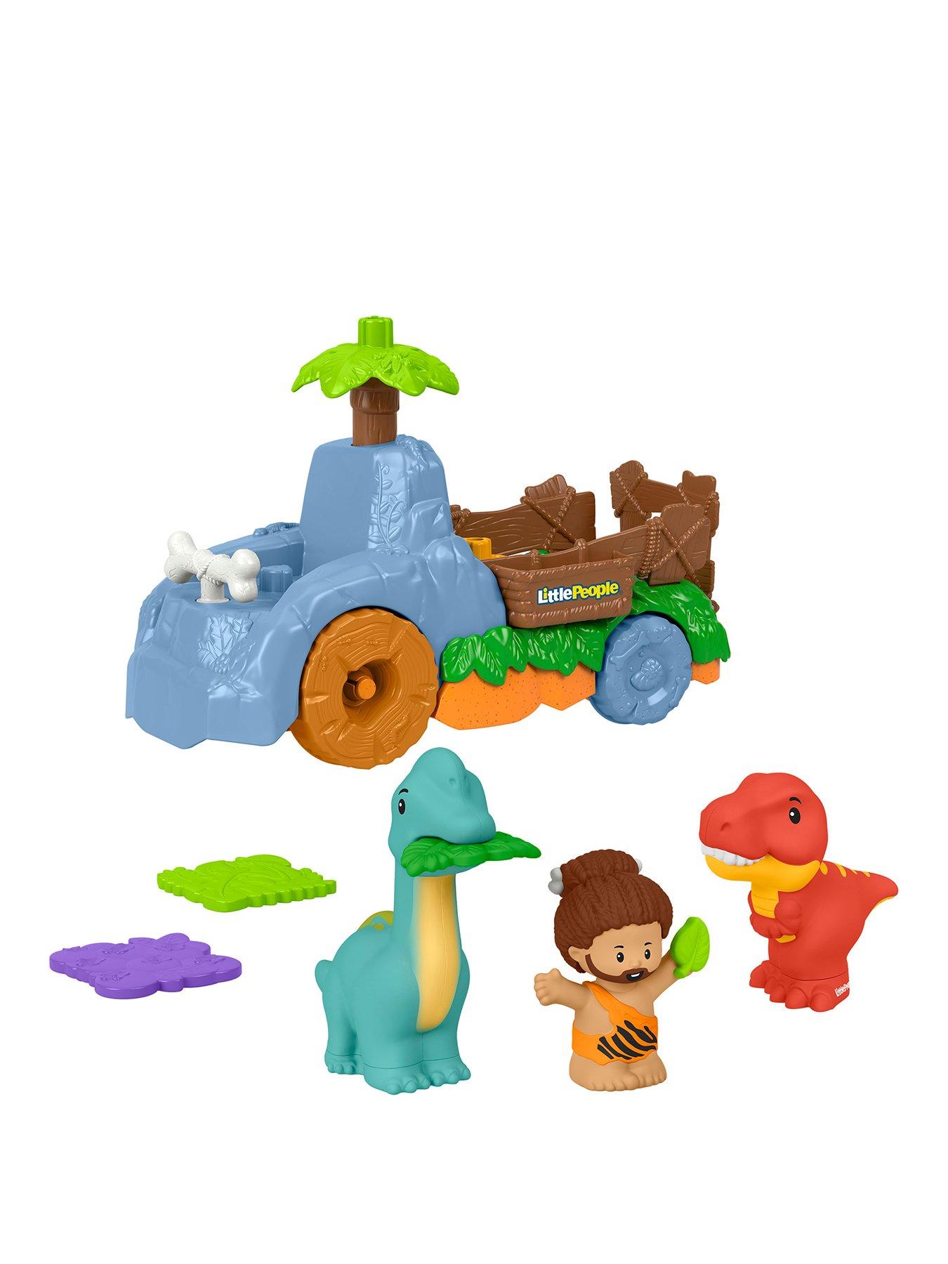 Fisher-Price Little People Little People Dino Wobble Truck, 6-Piece Dinosaur Play Set for Toddlers