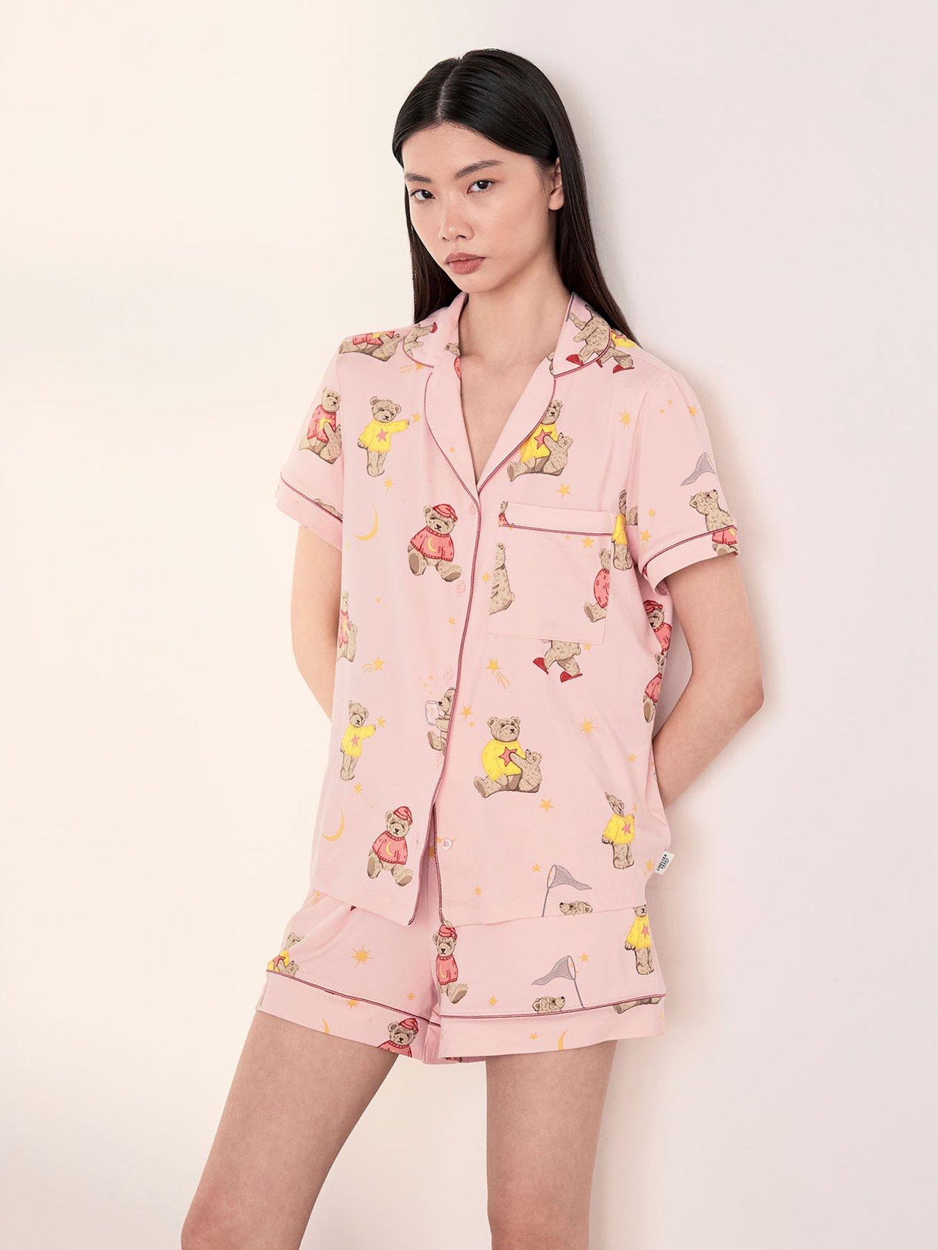 CHELSEA PEERS Celestial Bear Print Short Pyjama Set - Pink