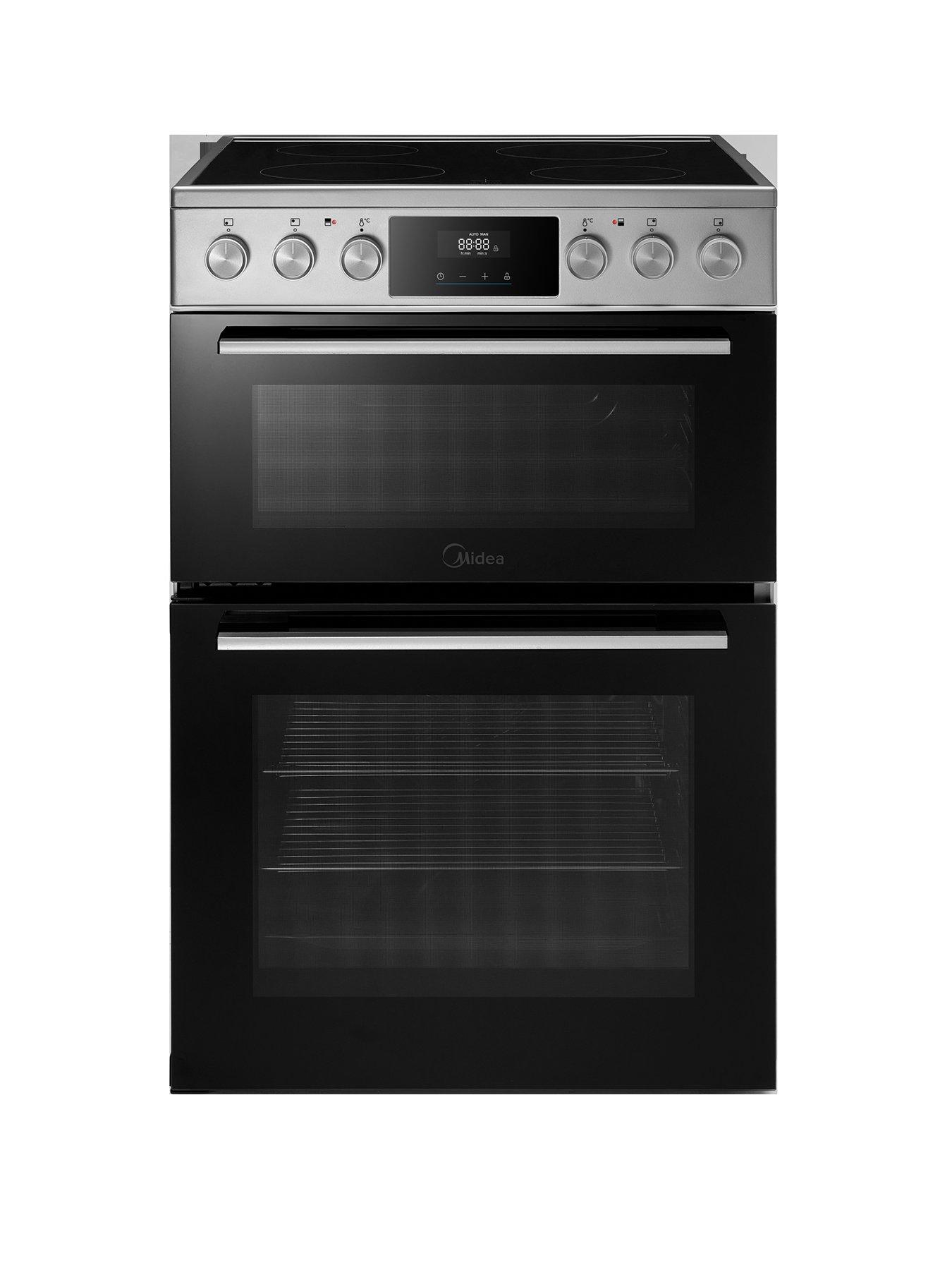 Image 1 of 7 of Midea MFO24EME4R118-SS 60cm Double Oven Freestanding Cooker With Ceramic Hob - Stainless Steel