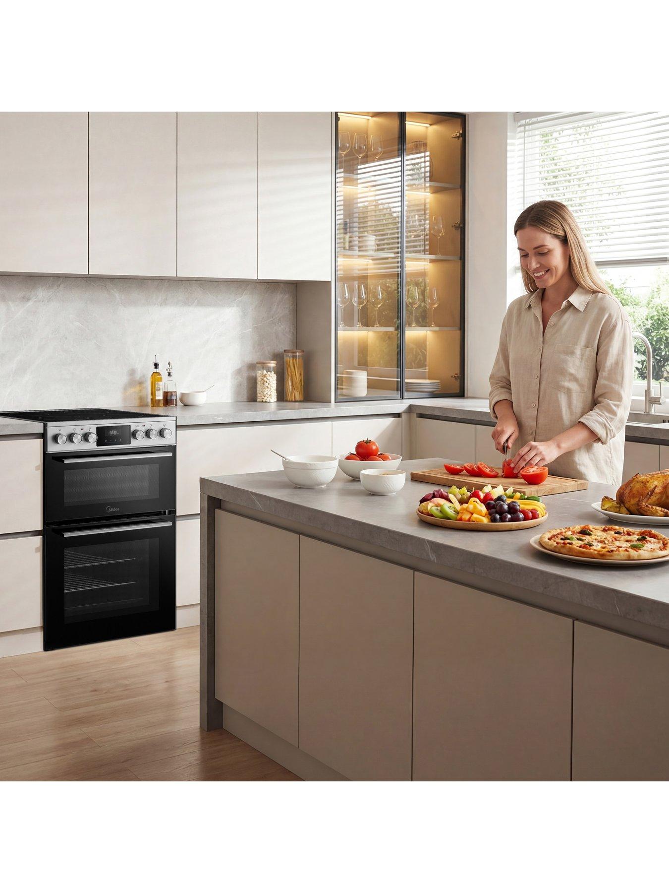 Image 3 of 7 of Midea MFO24EME4R118-SS 60cm Double Oven Freestanding Cooker With Ceramic Hob - Stainless Steel