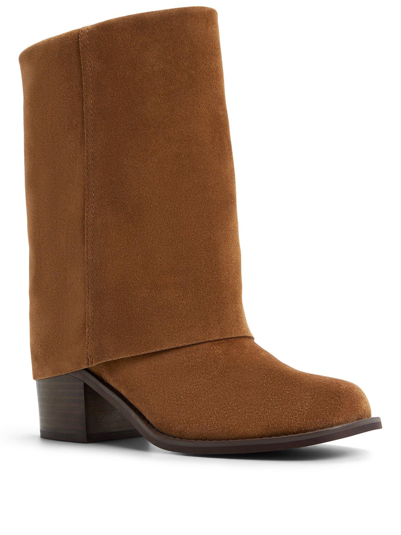 Image 2 of 4 of Aldo Nolya Leather Mid-Calf Block Heel Boots - Brown