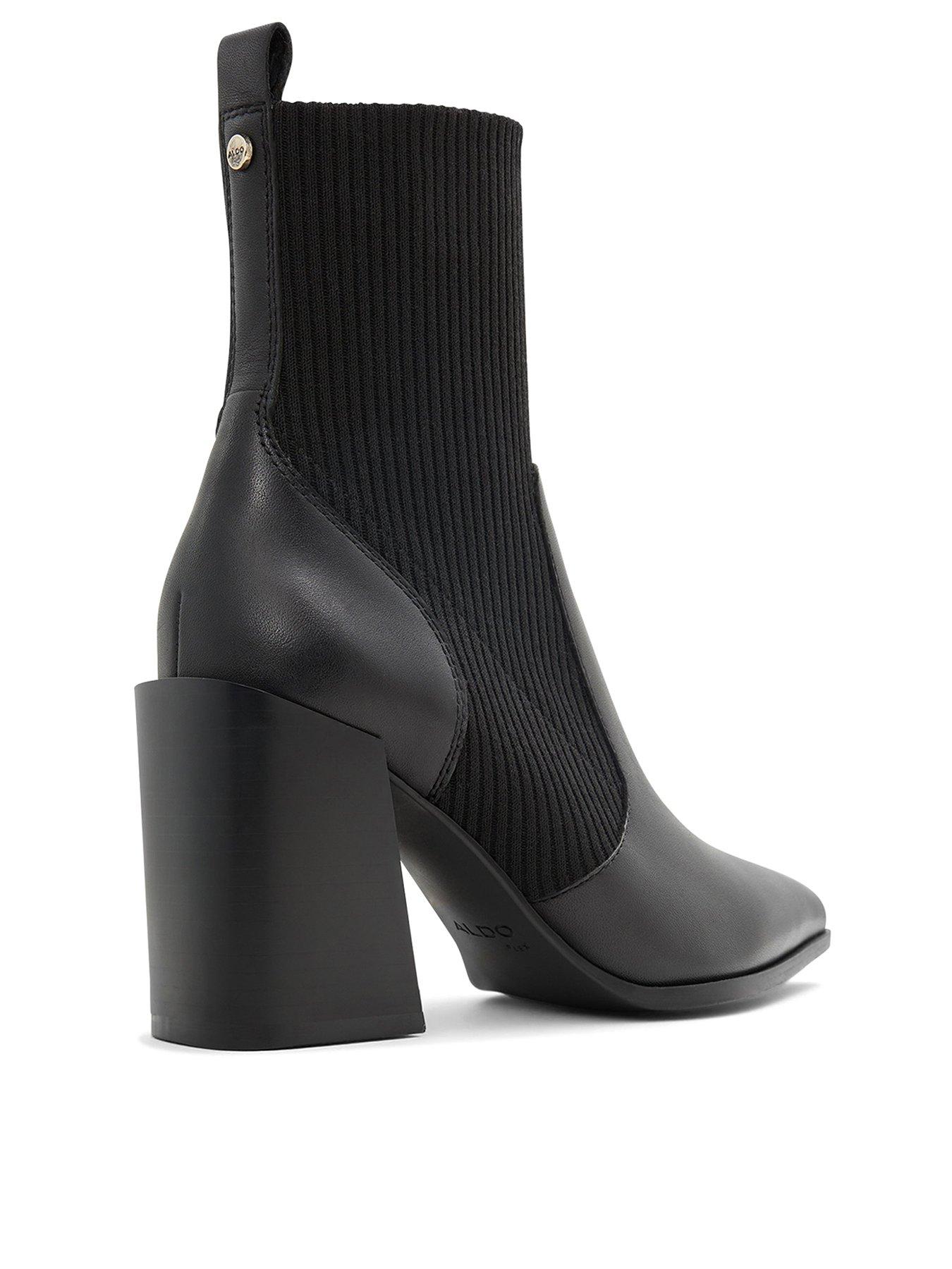 Image 3 of 5 of Aldo Ganina Leather Pointed Toe Heeled Ankle Boots - Black
