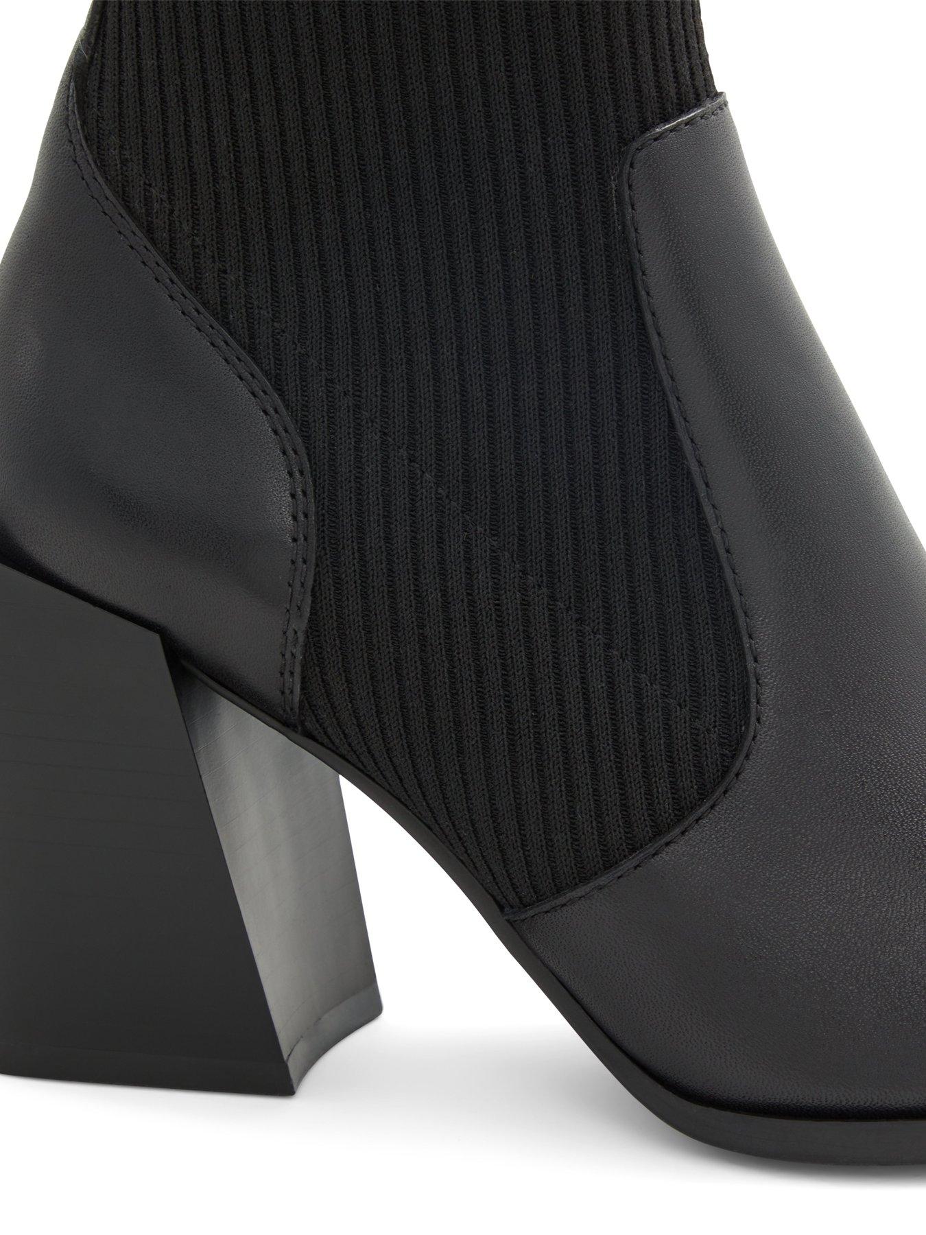 Image 5 of 5 of Aldo Ganina Leather Pointed Toe Heeled Ankle Boots - Black