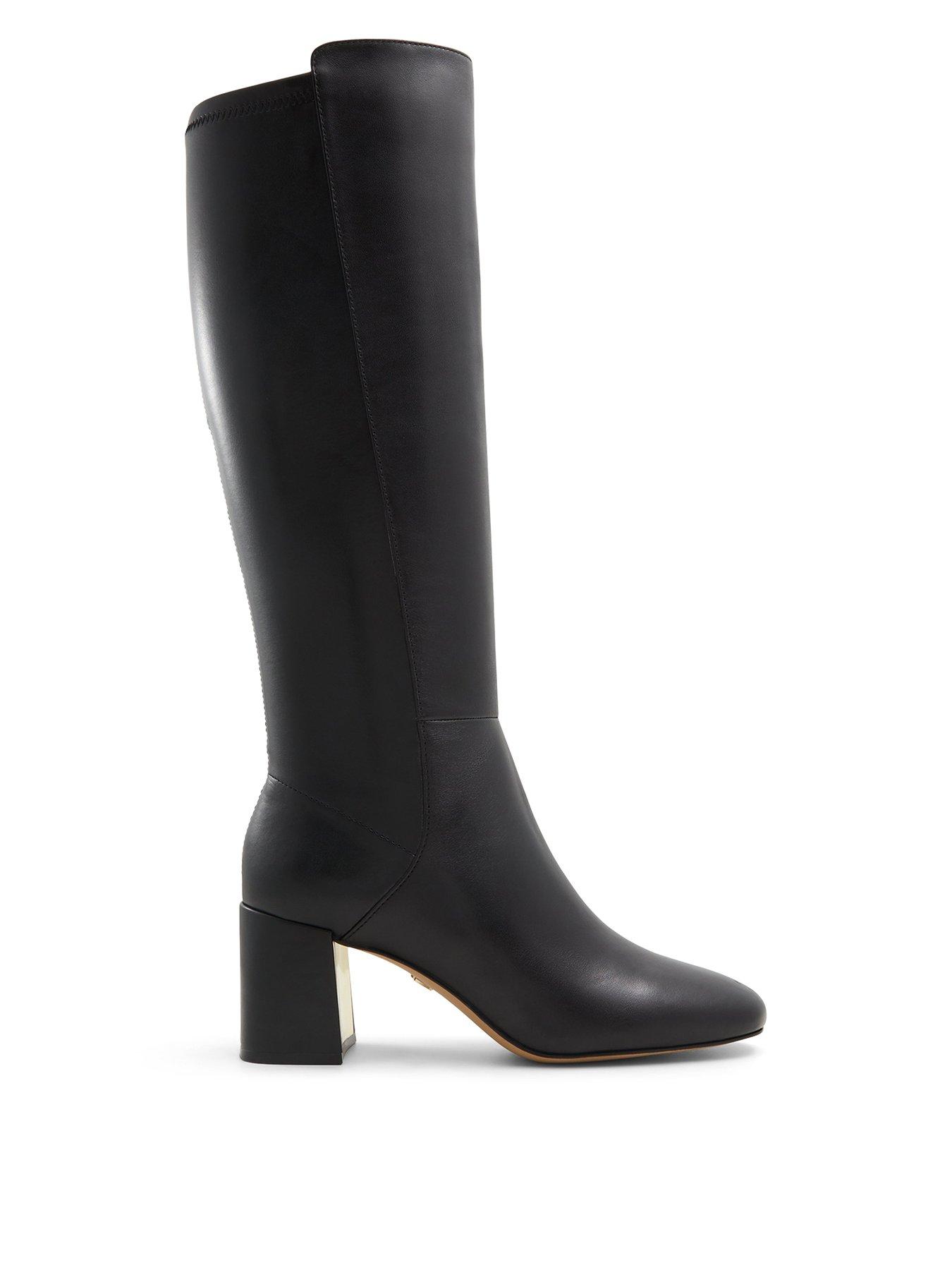 Aldo Sevorebaen Leather Knee-High Block Heel Boots - Black