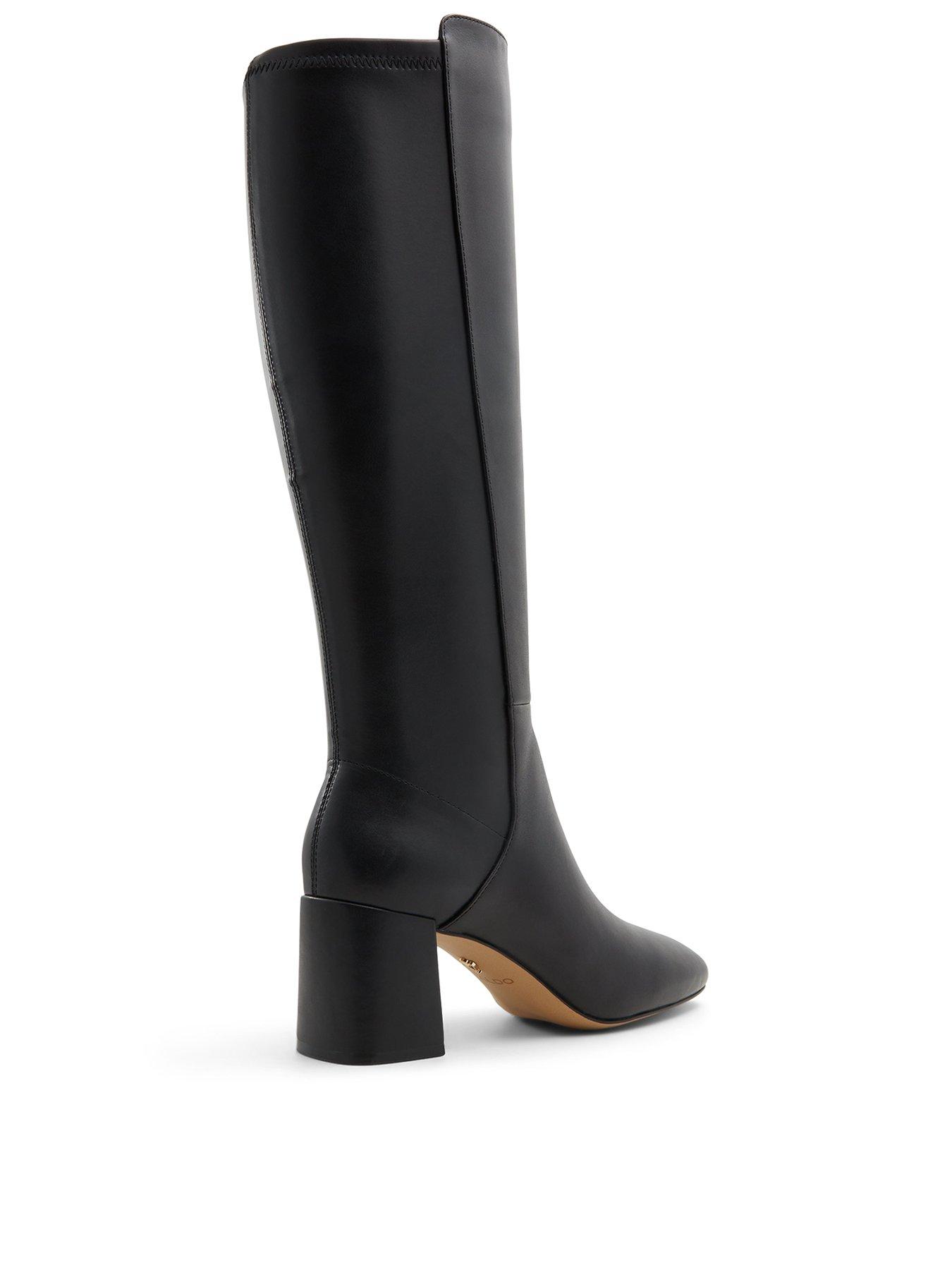 Image 3 of 4 of Aldo Sevorebaen Leather Knee-High Block Heel Boots - Black
