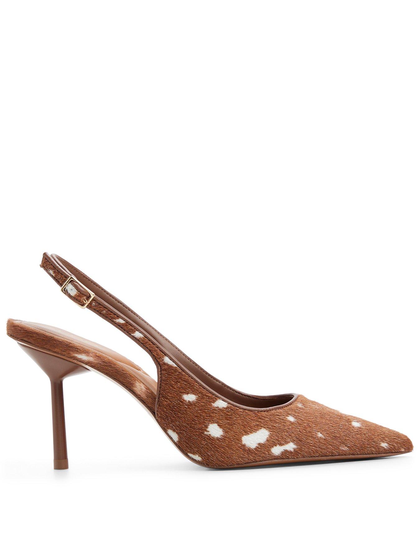Image 1 of 6 of Aldo Seralina Pony Hair Bambi Print Sling Back Heel - Brown