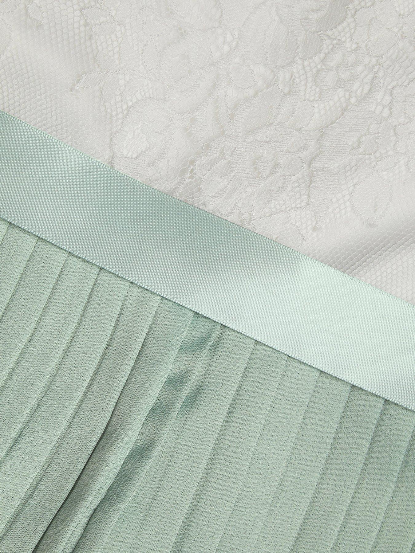 Image 4 of 4 of Monsoon Girls Lace Bodice Pleat Leg Jumpsuit - Sage