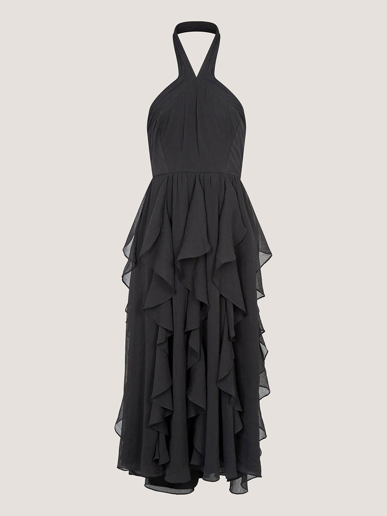 Monsoon Girls Arizona Halter Waterfall Prom Dress - Black