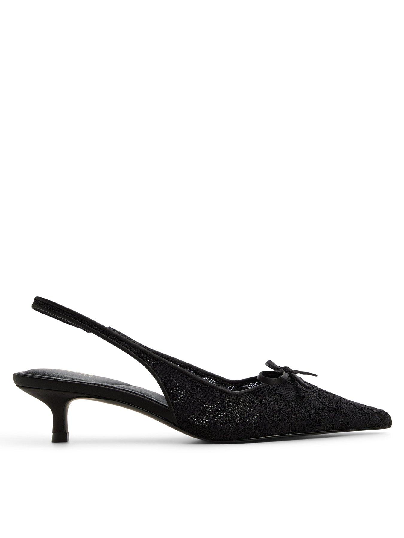 Image 1 of 6 of Aldo Azaro Lace Detail Sling Back Heel - Black