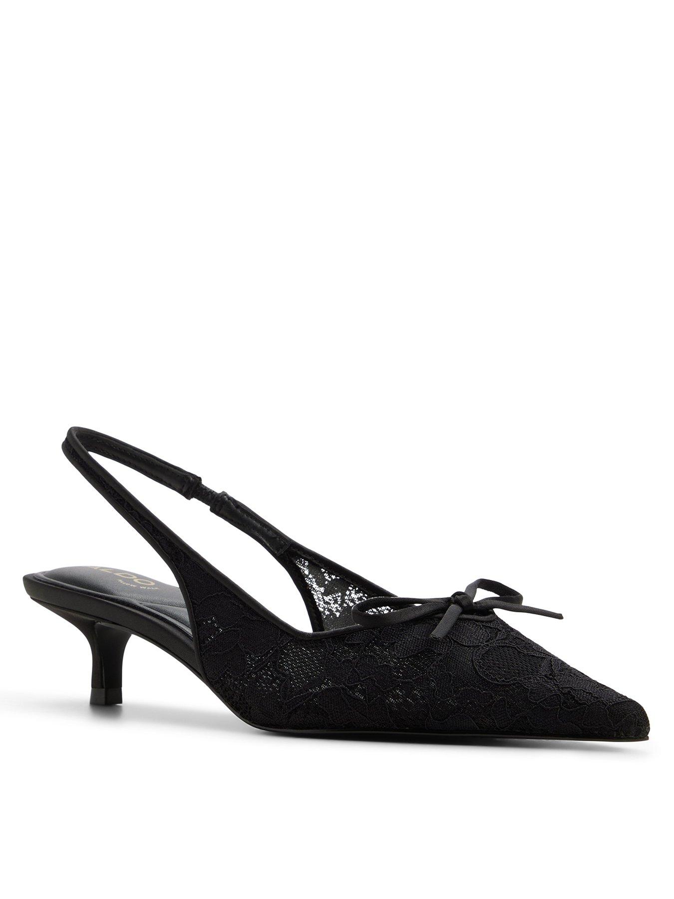 Image 2 of 6 of Aldo Azaro Lace Detail Sling Back Heel - Black