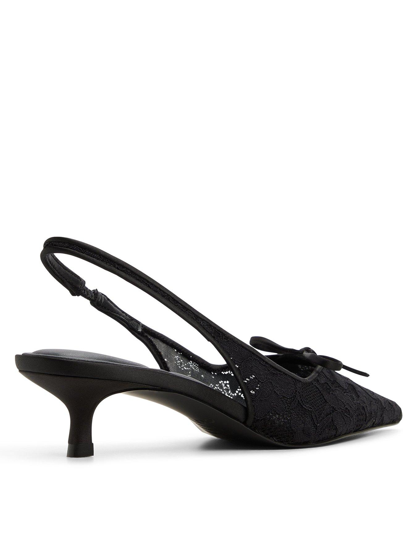 Image 3 of 6 of Aldo Azaro Lace Detail Sling Back Heel - Black