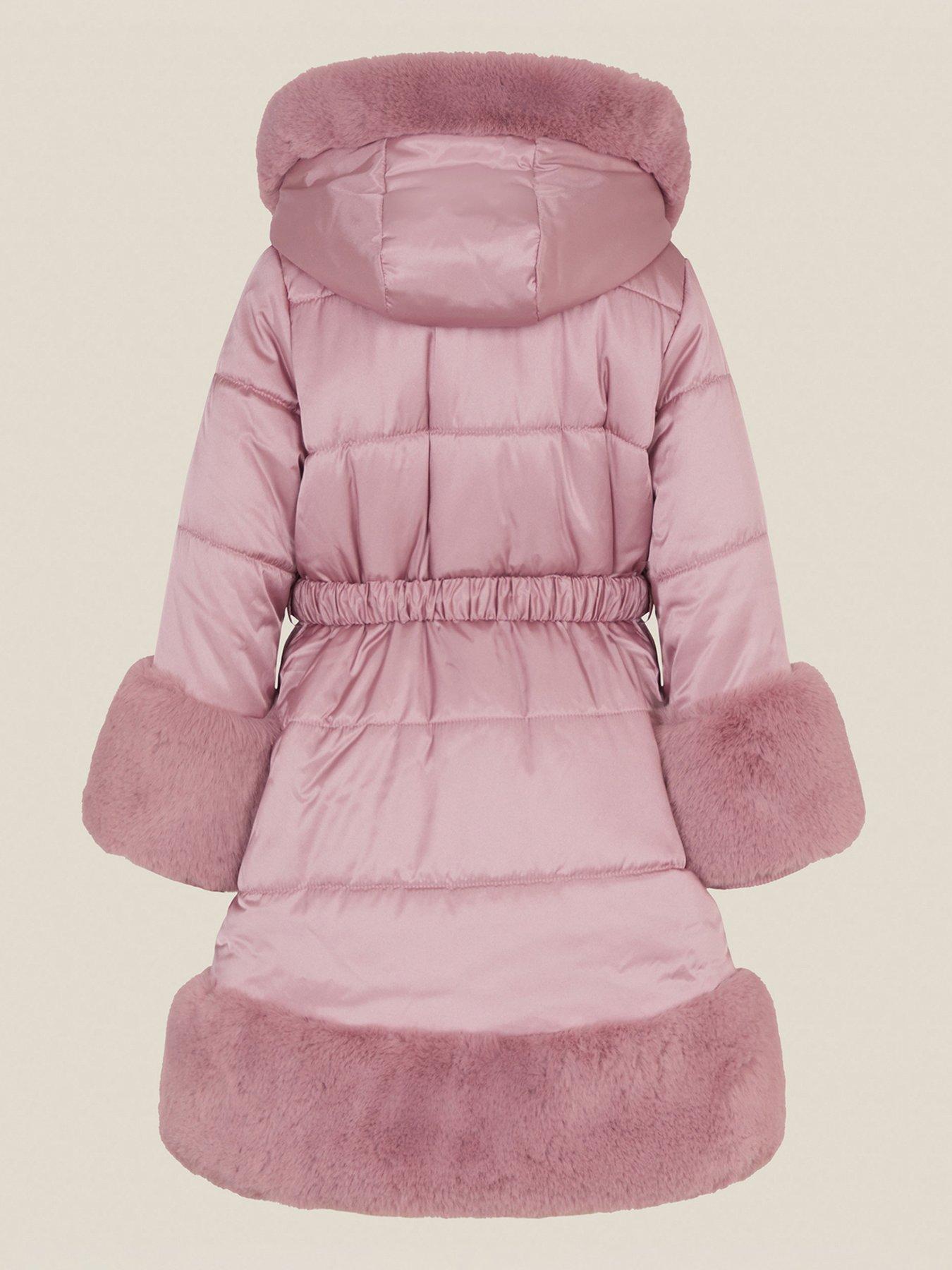 Image 3 of 4 of Monsoon Girls Metallic Diamond Coat - Pink