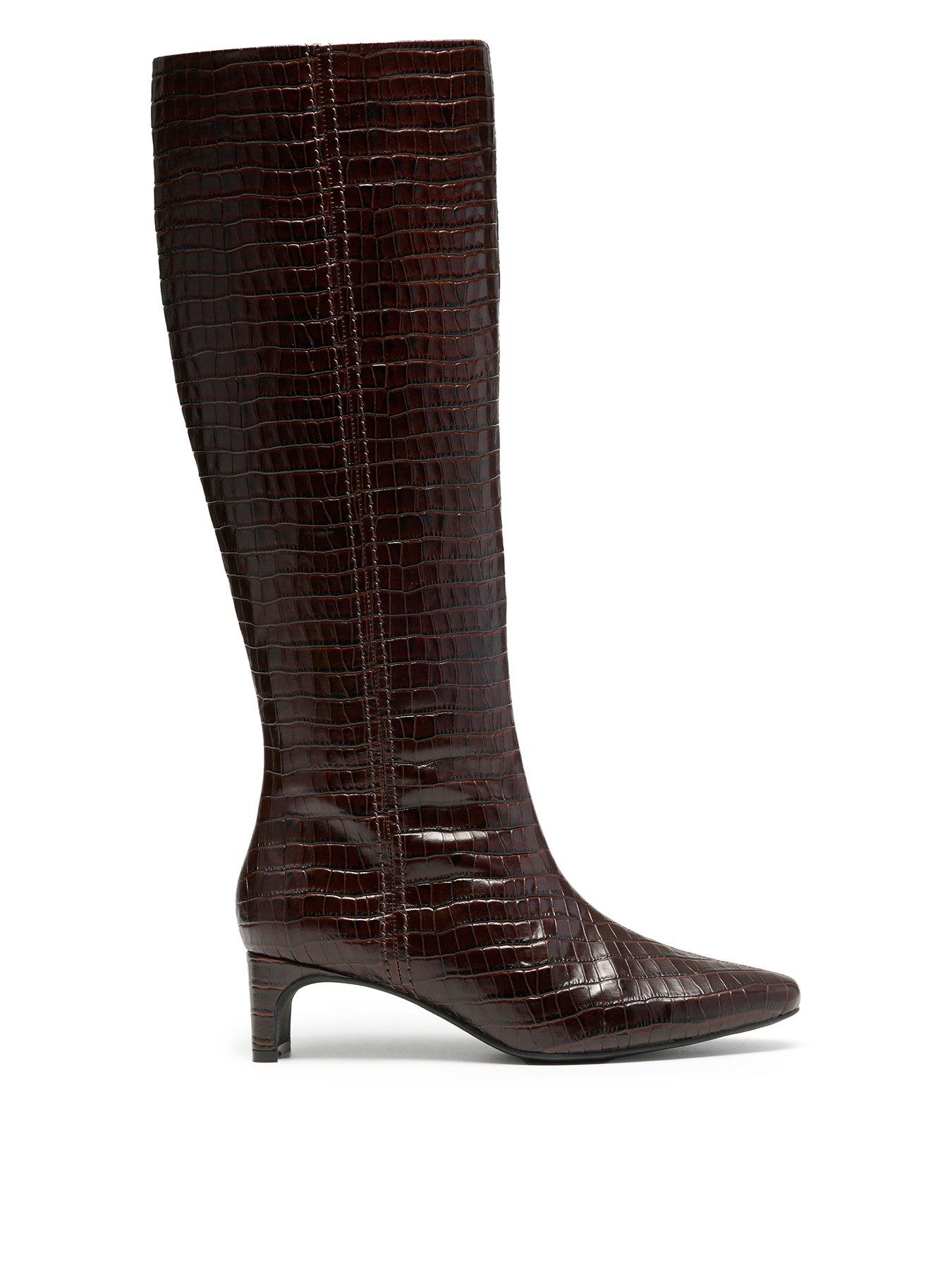 Clarks Edina Brown Leather Tall Boot