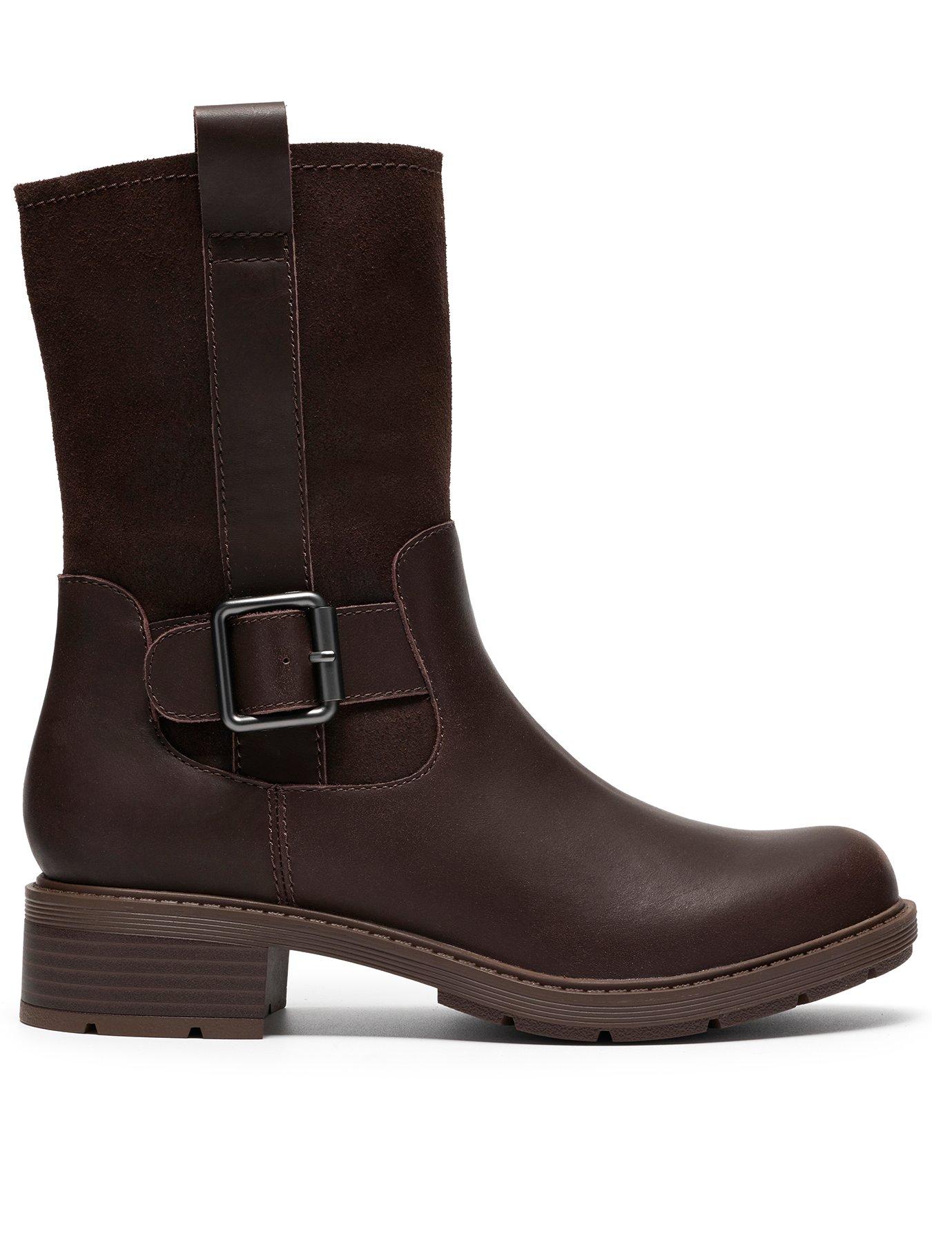 Image 1 of 6 of Clarks Hearth Dark Brown Mid Boot