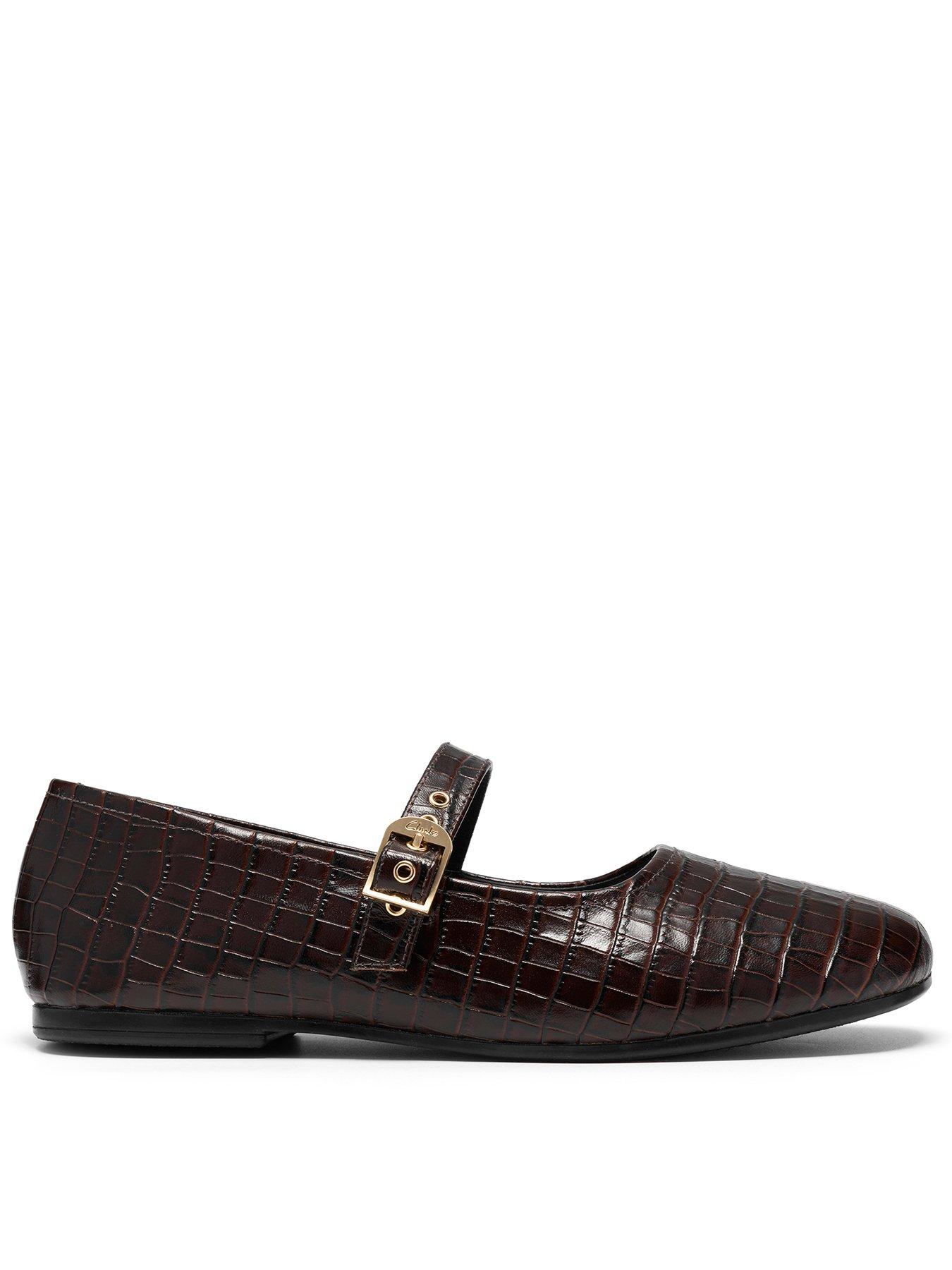 Clarks Livia Brown Croc Mary Jane