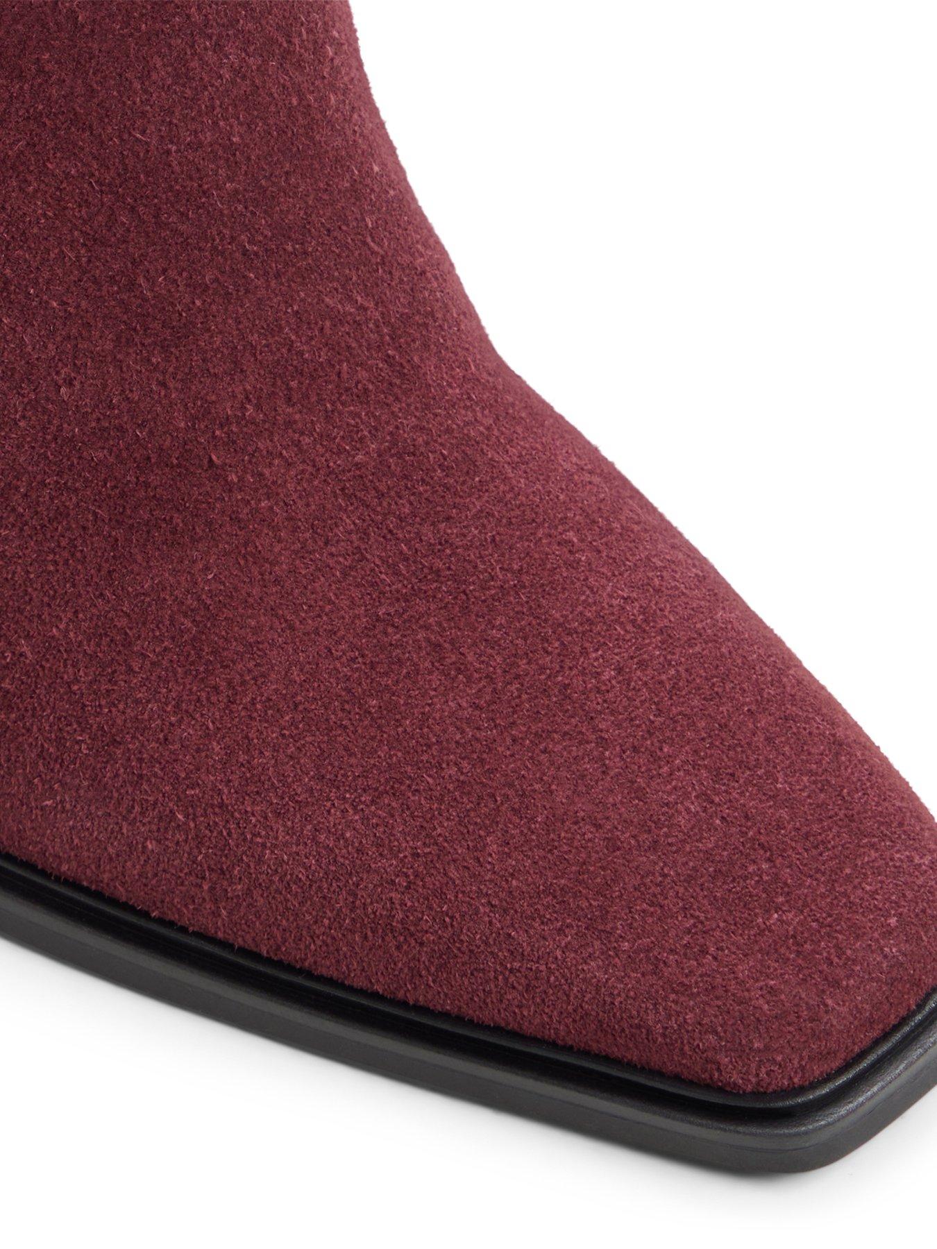 Image 5 of 5 of Aldo Ganinio Suede Leather Block Heel Ankle Boots - Red