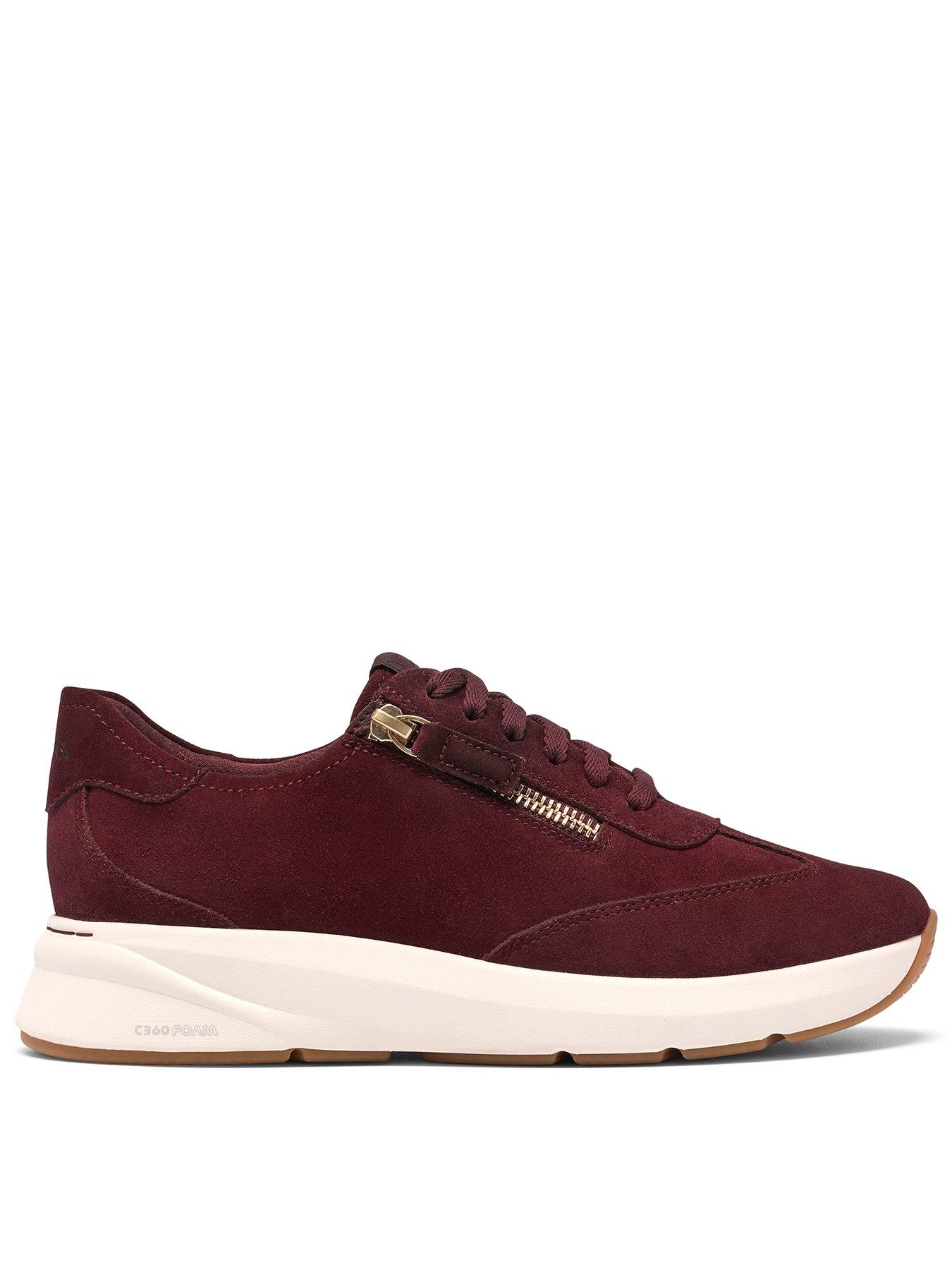 Image 1 of 6 of Clarks Code R Run Burgundy Suede Trainer