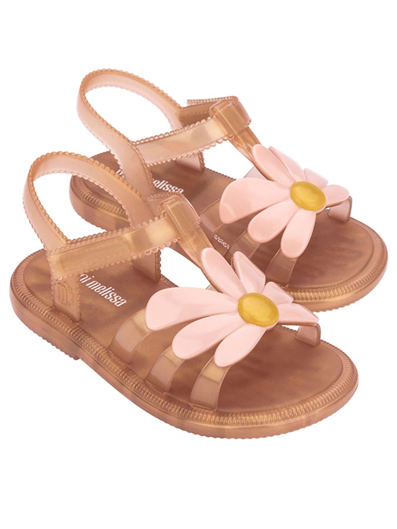Image 1 of 3 of Mini Melissa Girls' Floral Appliqu&eacute; Jelly Sandals - Orange