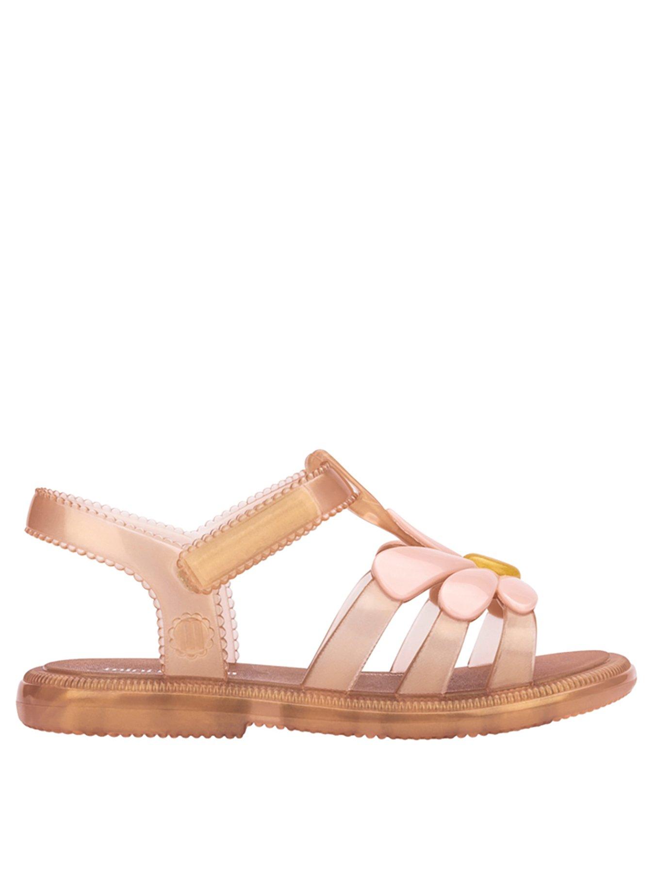 Image 2 of 3 of Mini Melissa Girls' Floral Appliqu&eacute; Jelly Sandals - Orange