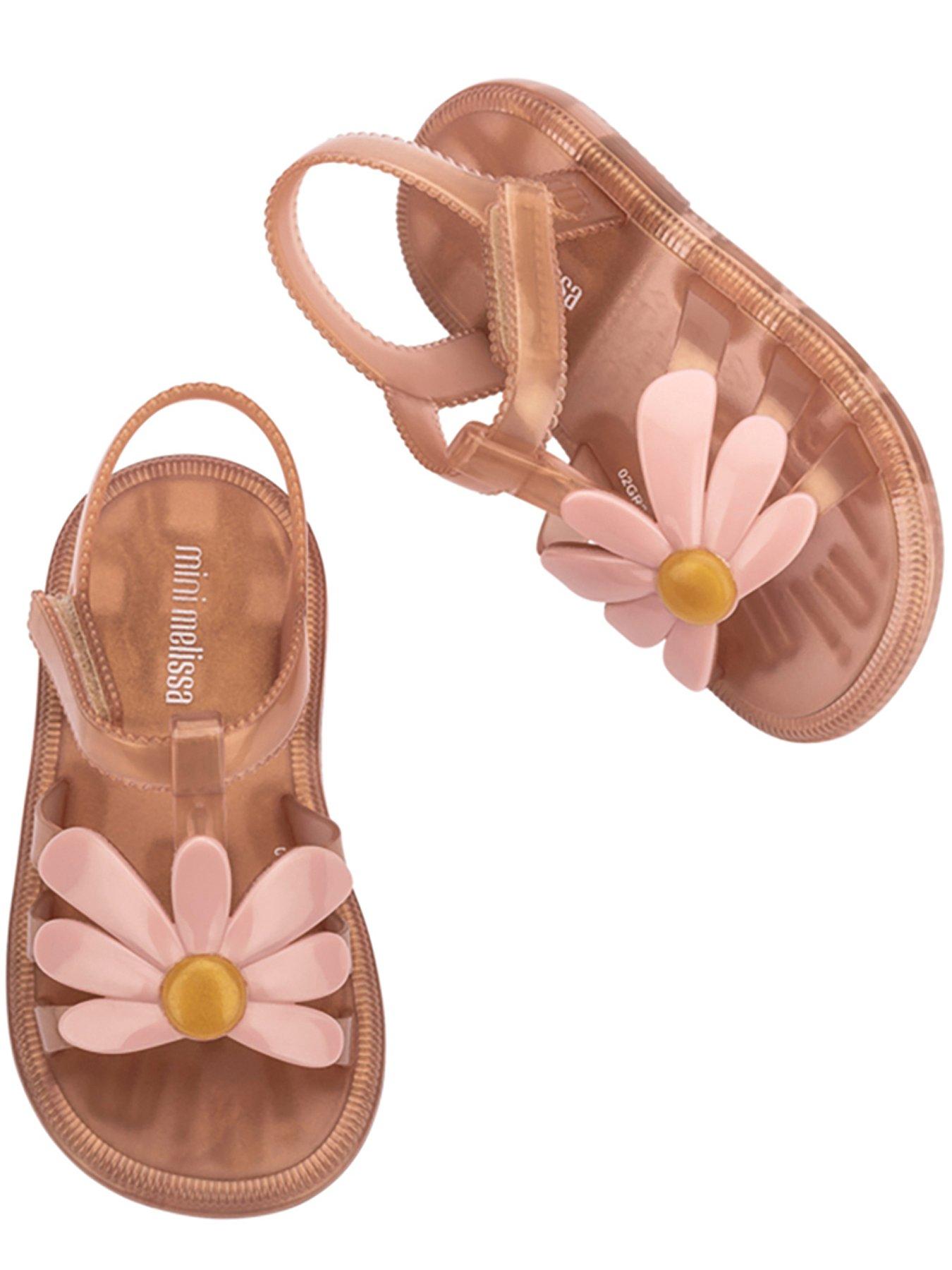 Image 3 of 3 of Mini Melissa Girls' Floral Appliqu&eacute; Jelly Sandals - Orange