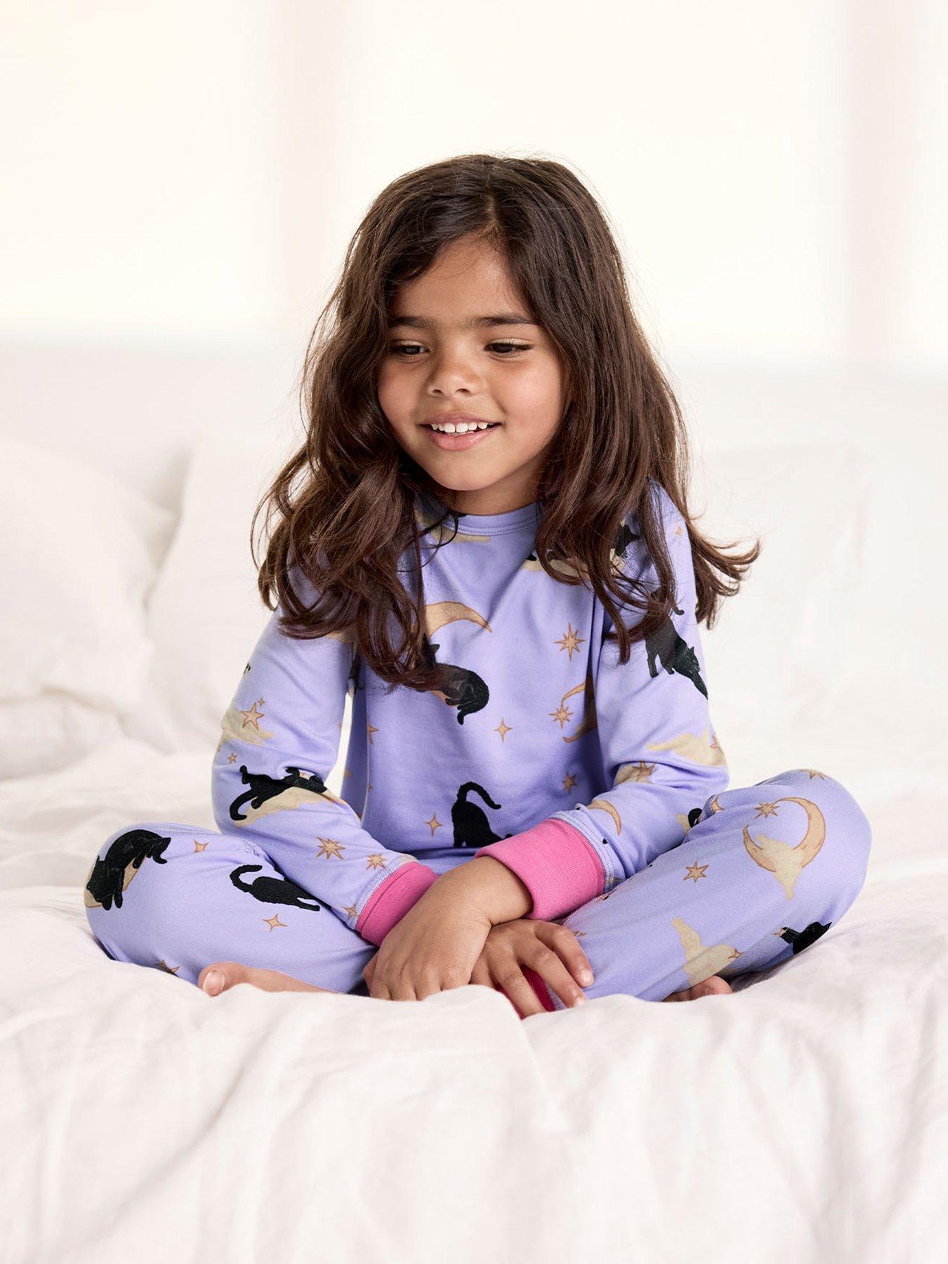 Image 2 of 6 of CHELSEA PEERS Unisex Kids Halloween Cat Print Long Pyjama Set - Light Purple