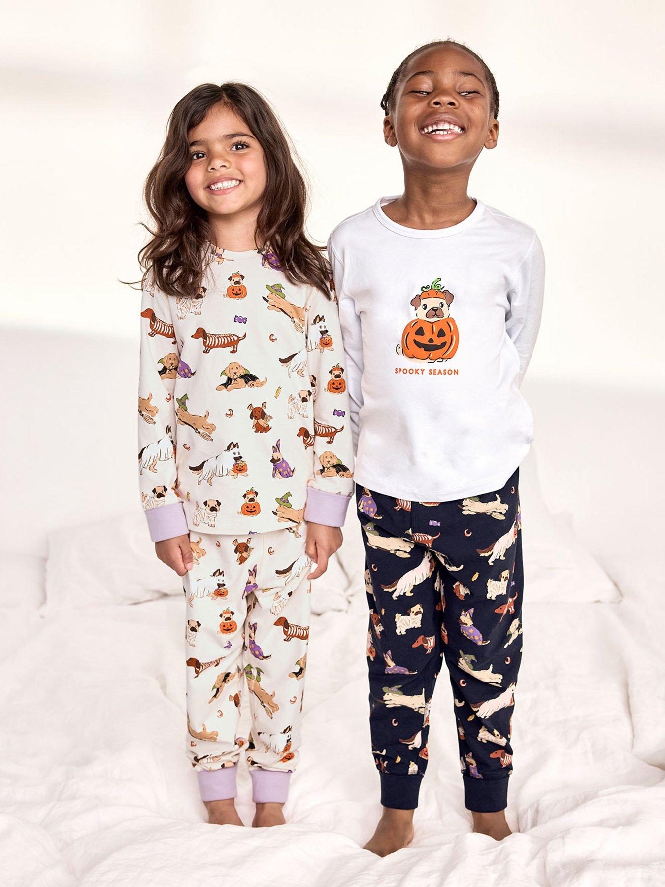 CHELSEA PEERS Unisex Kids 2 Pack Halloween Dogs Print Long Pyjama Set - Multi