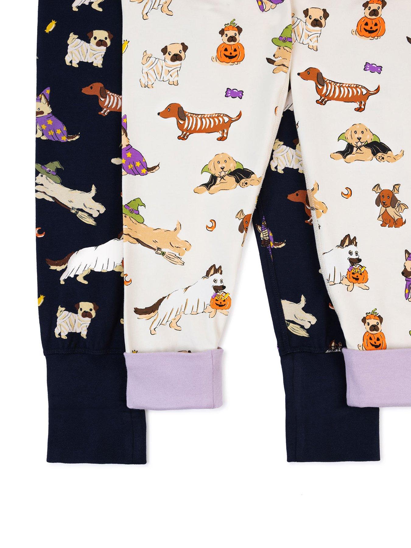 Image 3 of 6 of CHELSEA PEERS Unisex Kids 2 Pack Halloween Dogs Print Long Pyjama Set - Multi