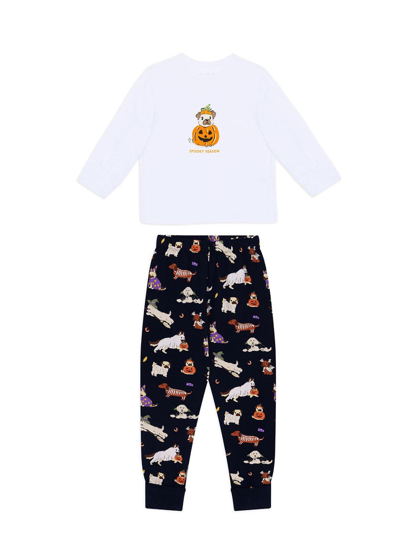 Image 5 of 6 of CHELSEA PEERS Unisex Kids 2 Pack Halloween Dogs Print Long Pyjama Set - Multi