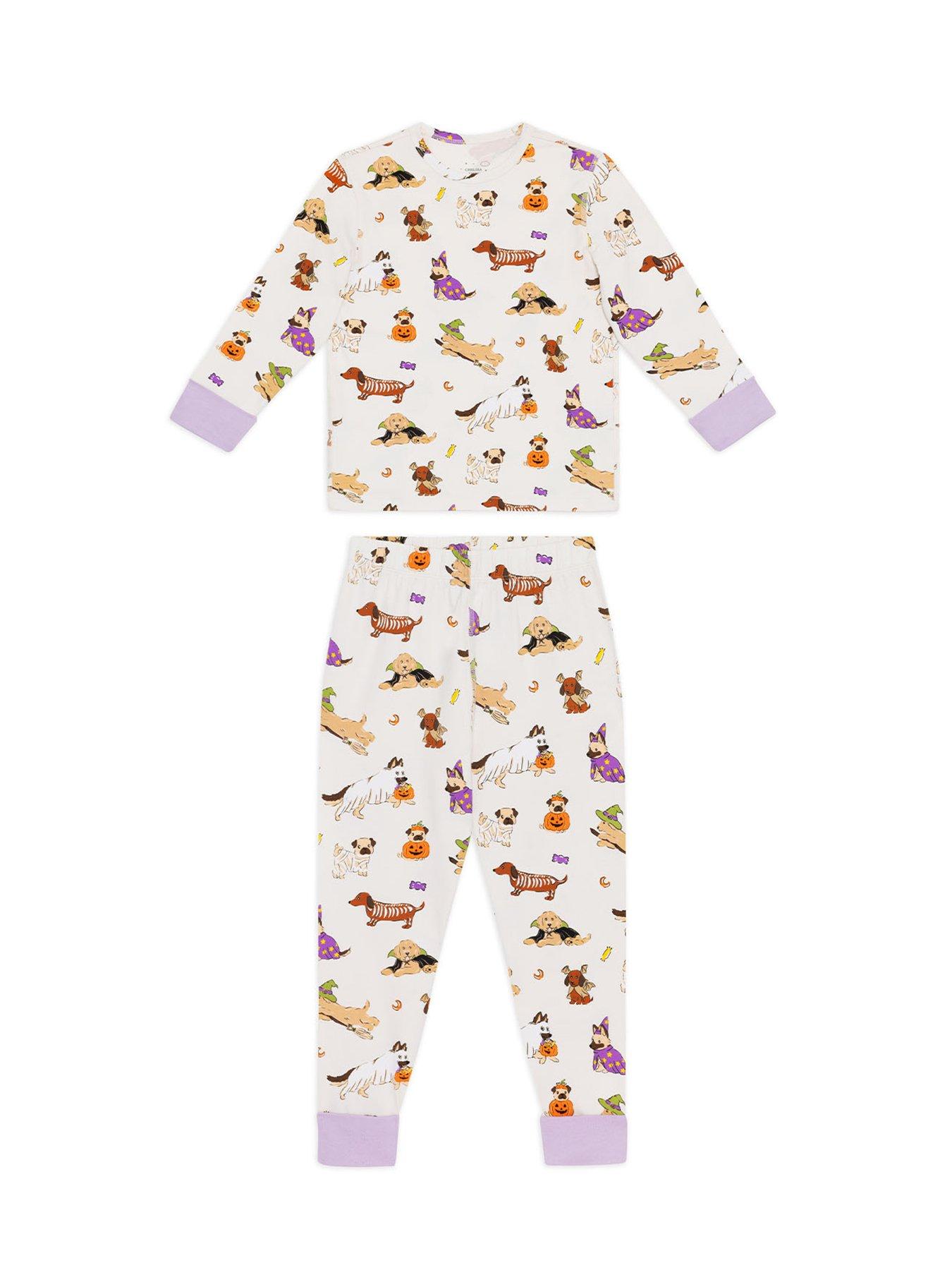 Image 6 of 6 of CHELSEA PEERS Unisex Kids 2 Pack Halloween Dogs Print Long Pyjama Set - Multi