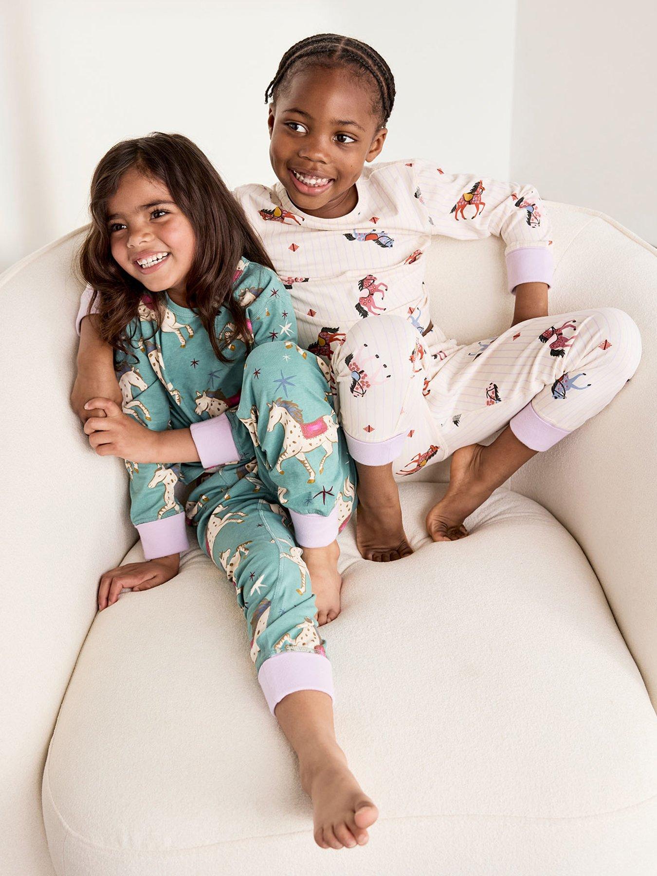 CHELSEA PEERS Unisex Kids 2 Pack Horse Stripe/Carousel Horse Print Long Pyjama Set - Multi
