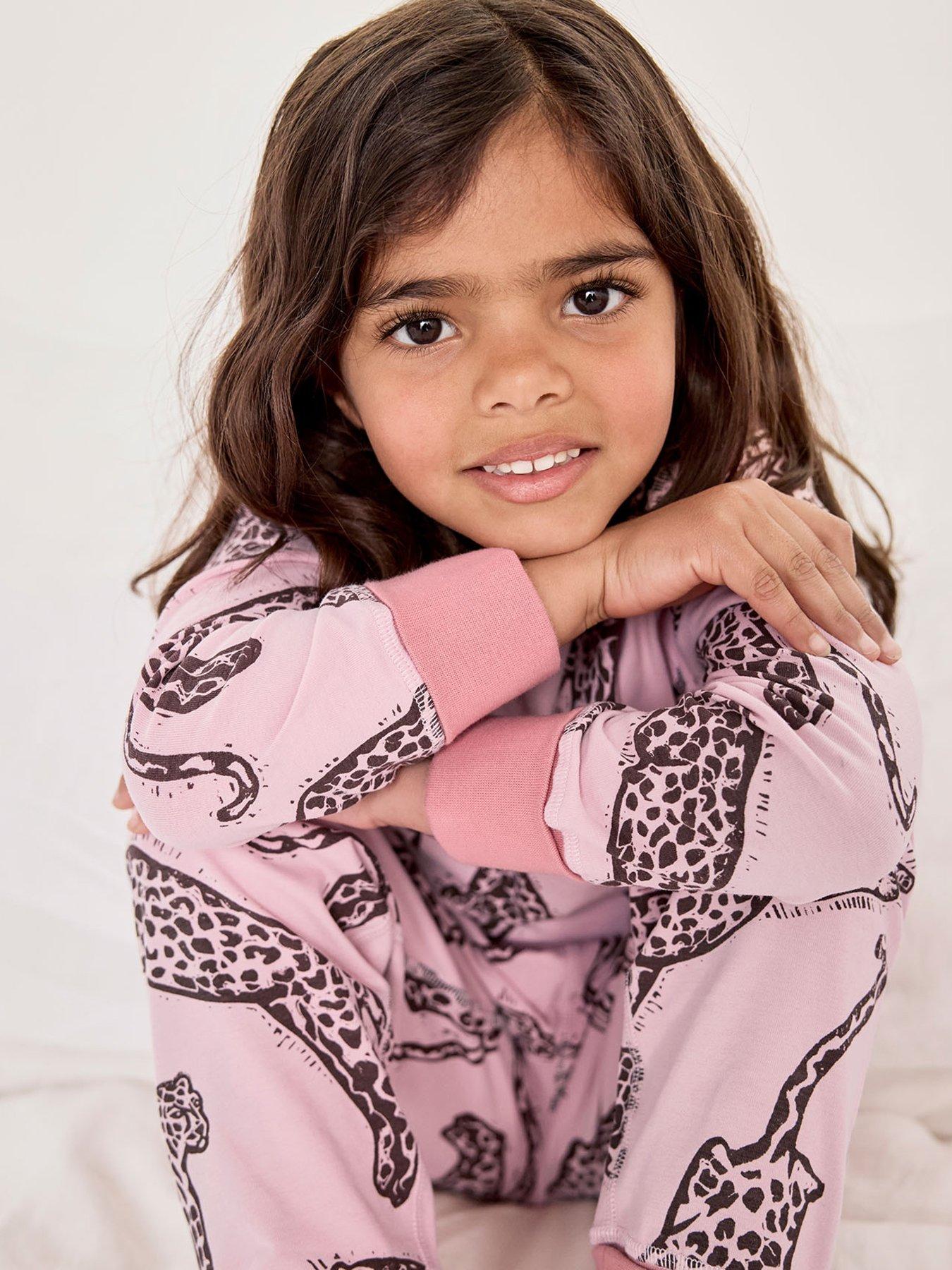 Image 4 of 6 of CHELSEA PEERS Unisex Kids 2 Pack Leopard Stripe Print Long Pyjama Set - Pink