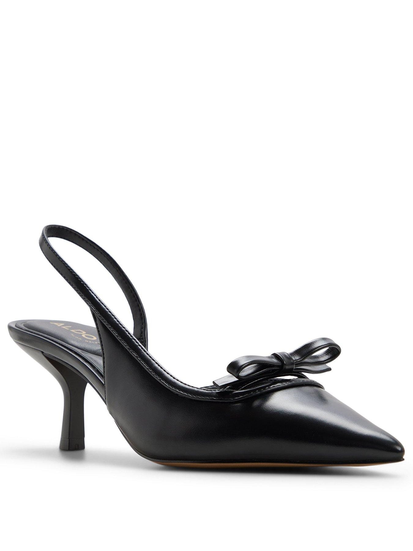 Image 2 of 6 of Aldo Philipa Pointed Toe Bow Detail Heeled Shoes - Black