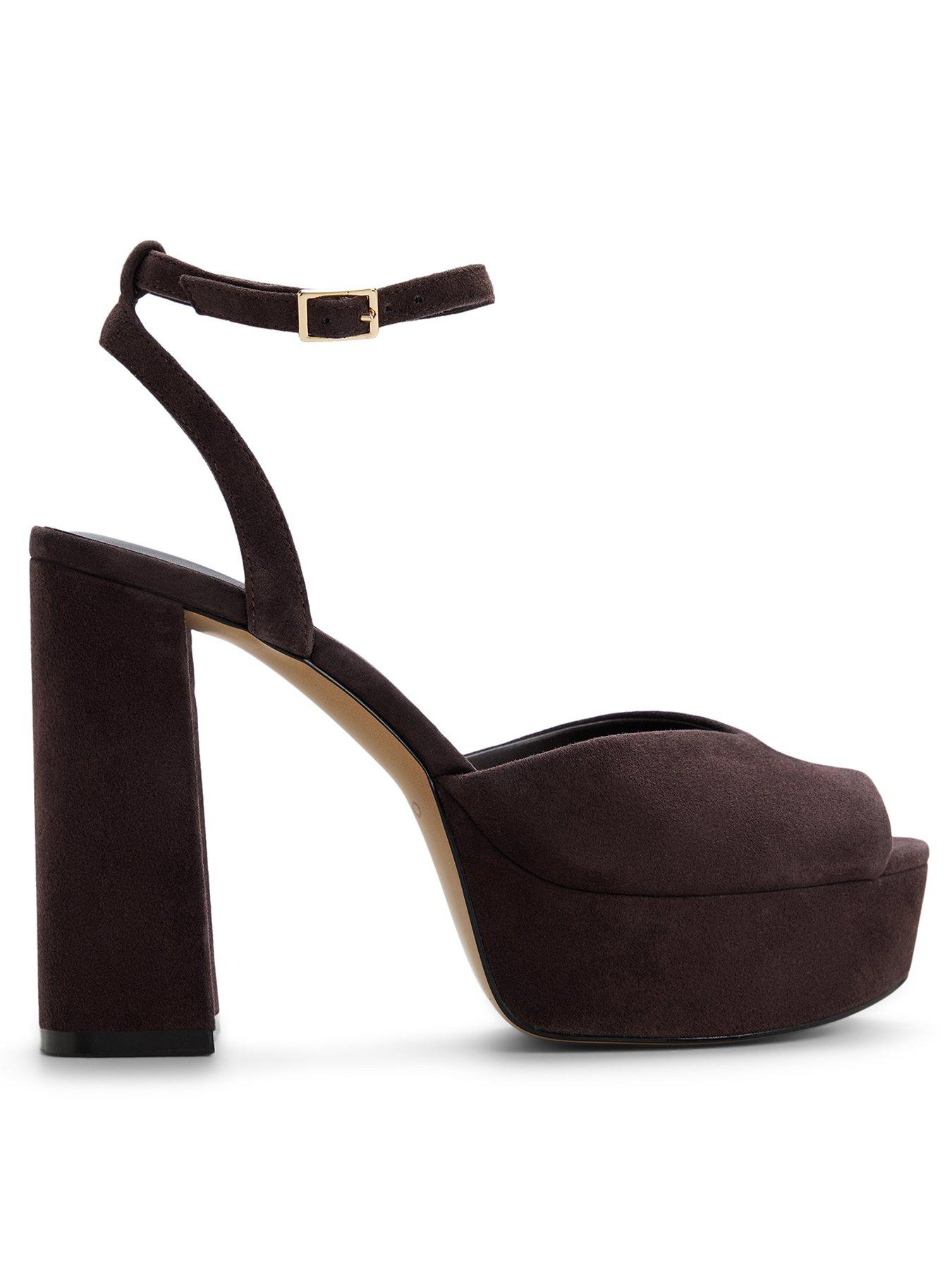 Aldo Monnae Patent Platform Block Heel Sandals - Brown