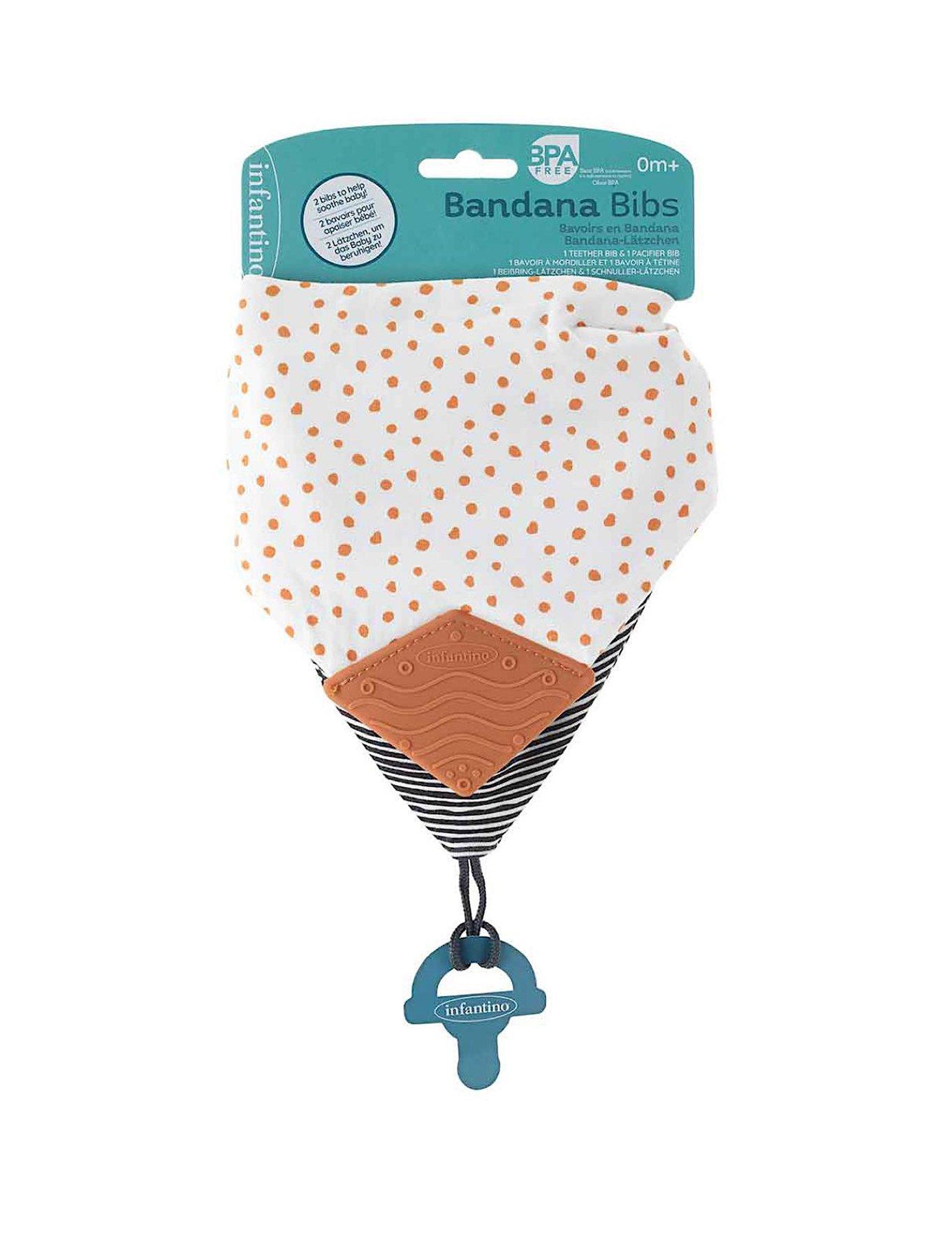 Infantino Bandana Teether & Pacigrip Bib 2 Pack (Dots & Stripes)