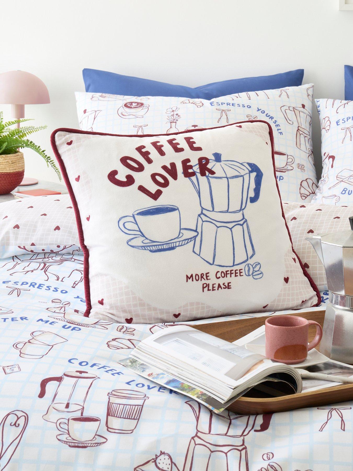 Image 1 of 5 of Fusion Coffee Club Filled Cushion In Blue